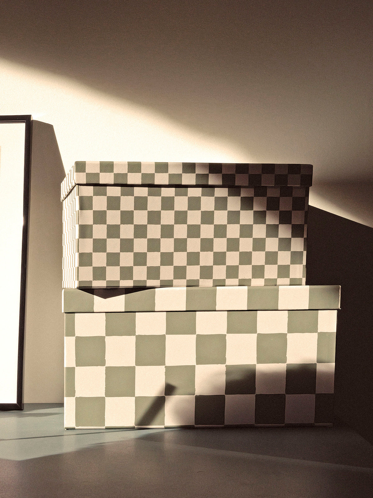 Set of 2 checkered nested boxes