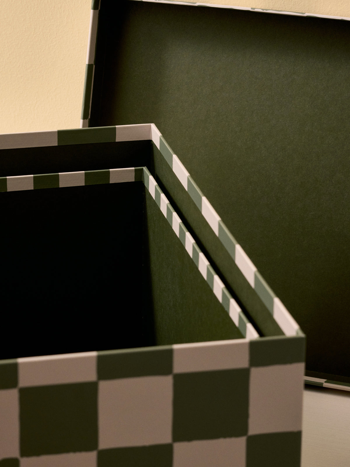 Set of 2 checkered nested boxes