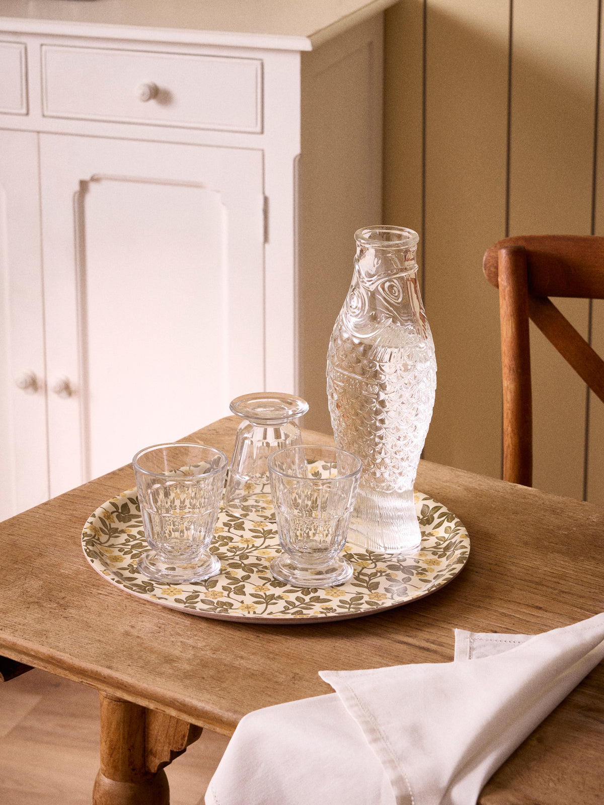 Plateau floral rond en bois