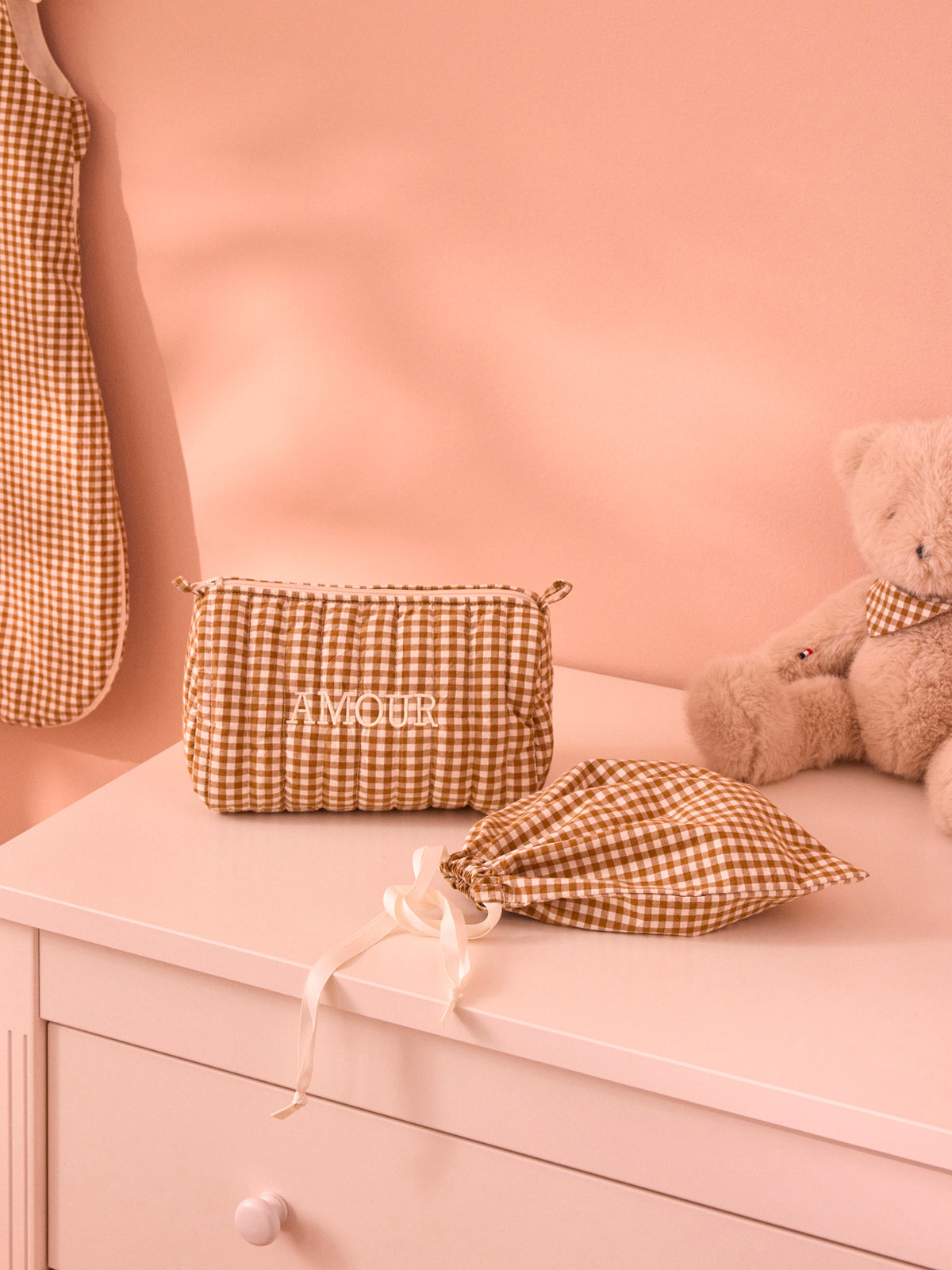 Trousse de toilette en coton vichy