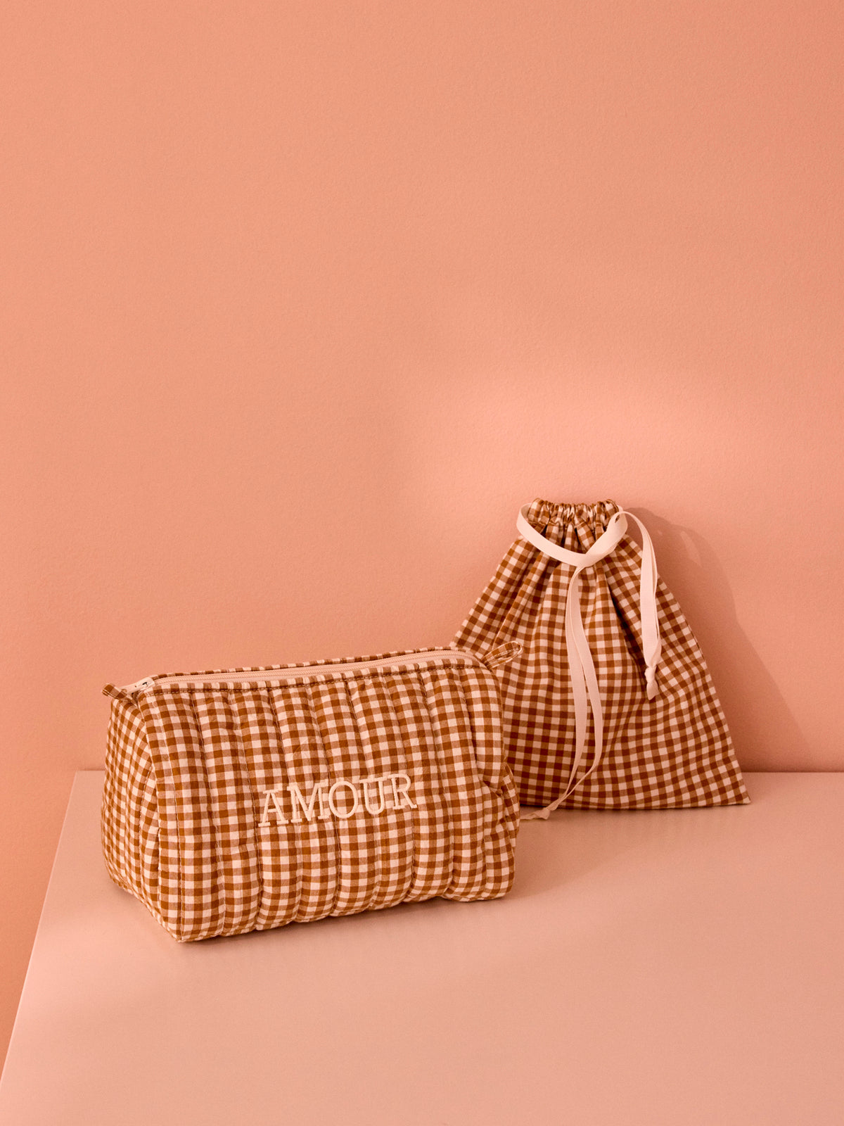 Trousse de toilette en coton vichy