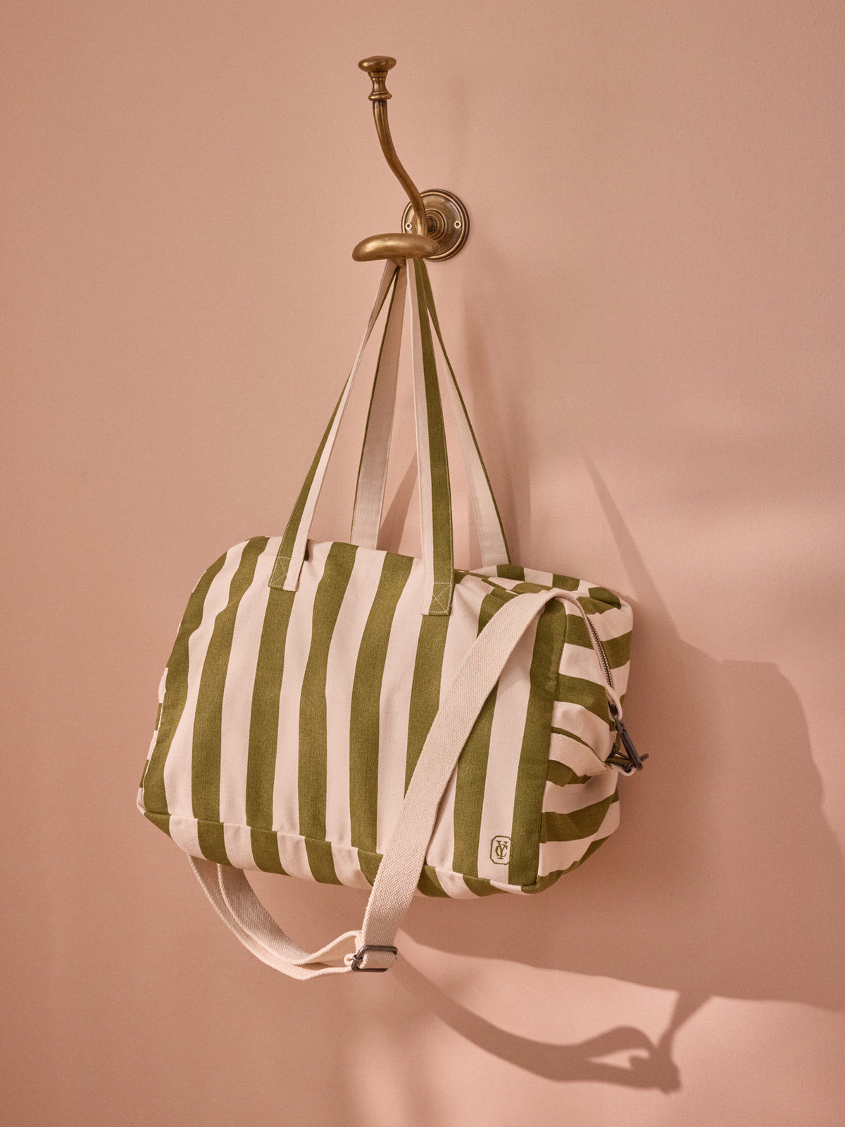 Weekend bag in striped canvas