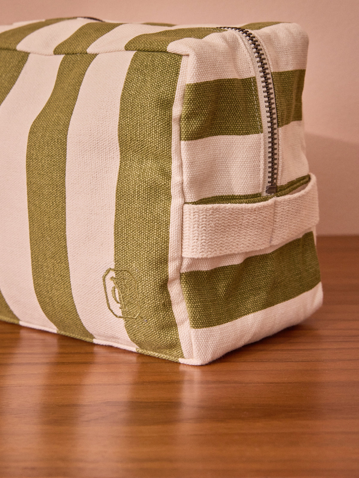 Striped canvas pouch