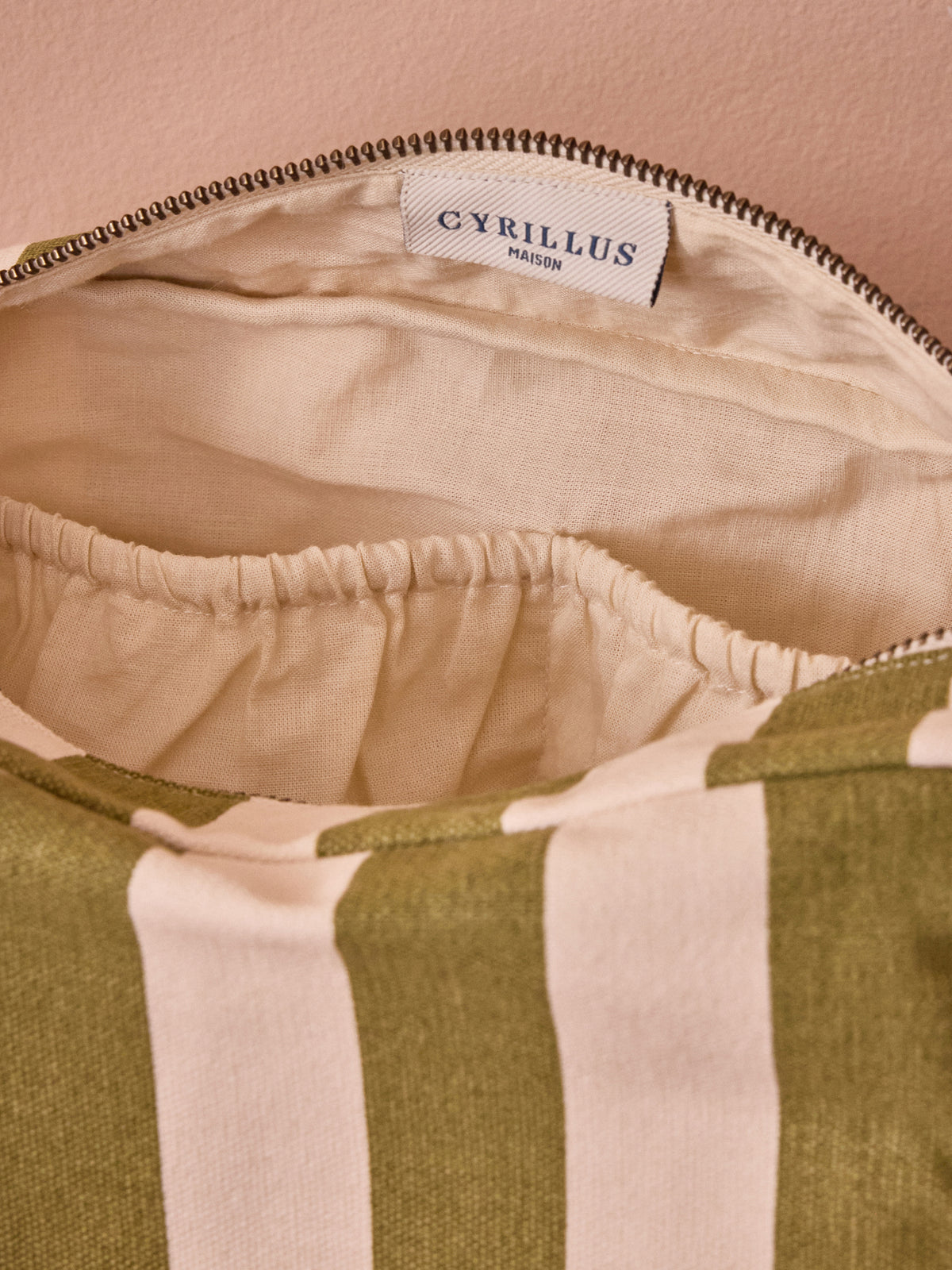 Striped canvas pouch