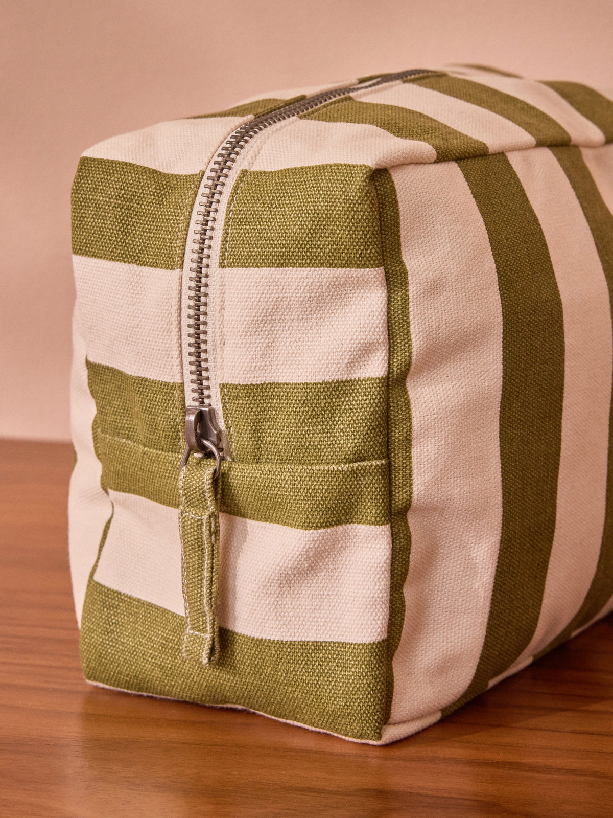 Striped canvas pouch