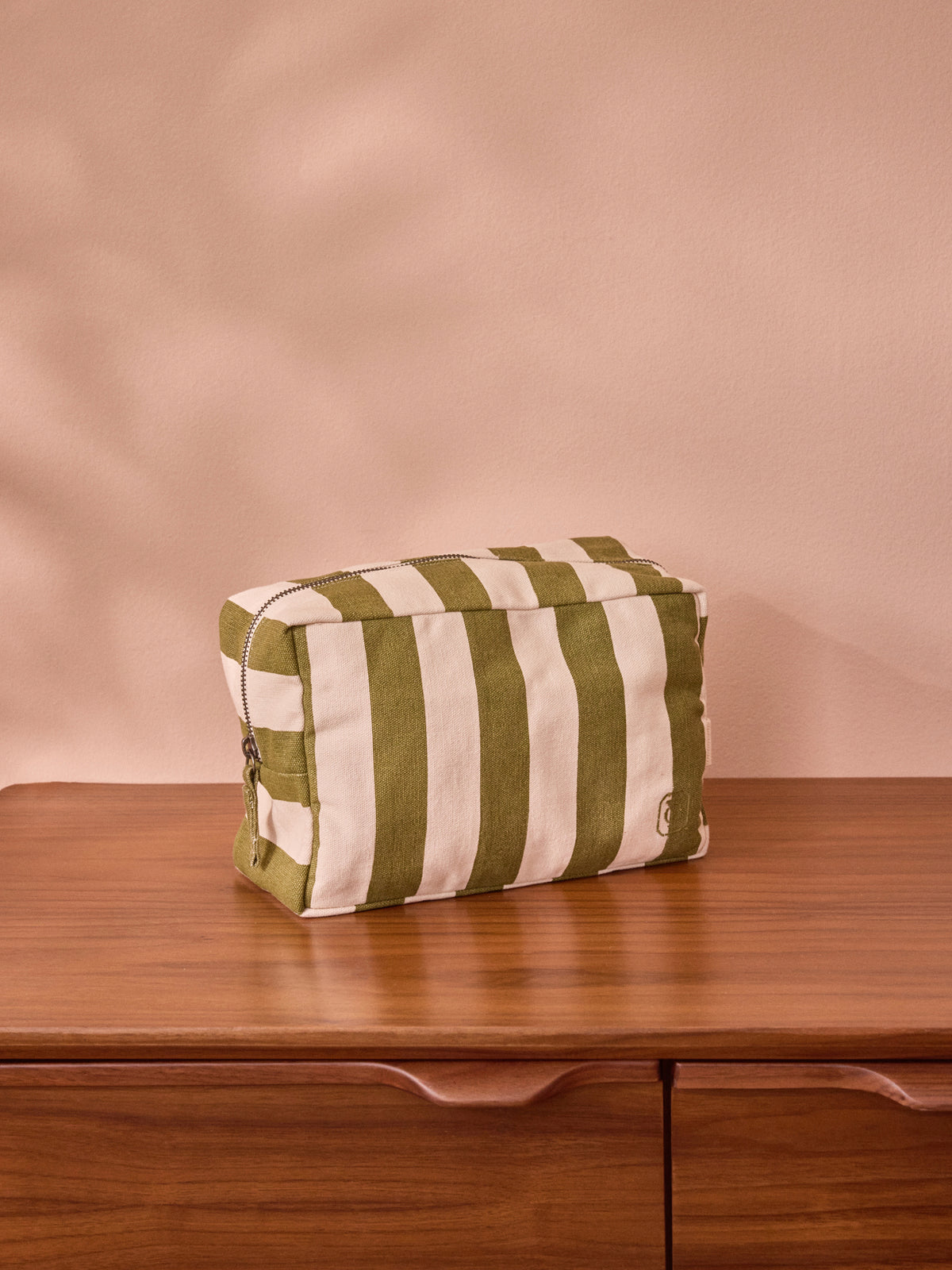 Striped canvas pouch