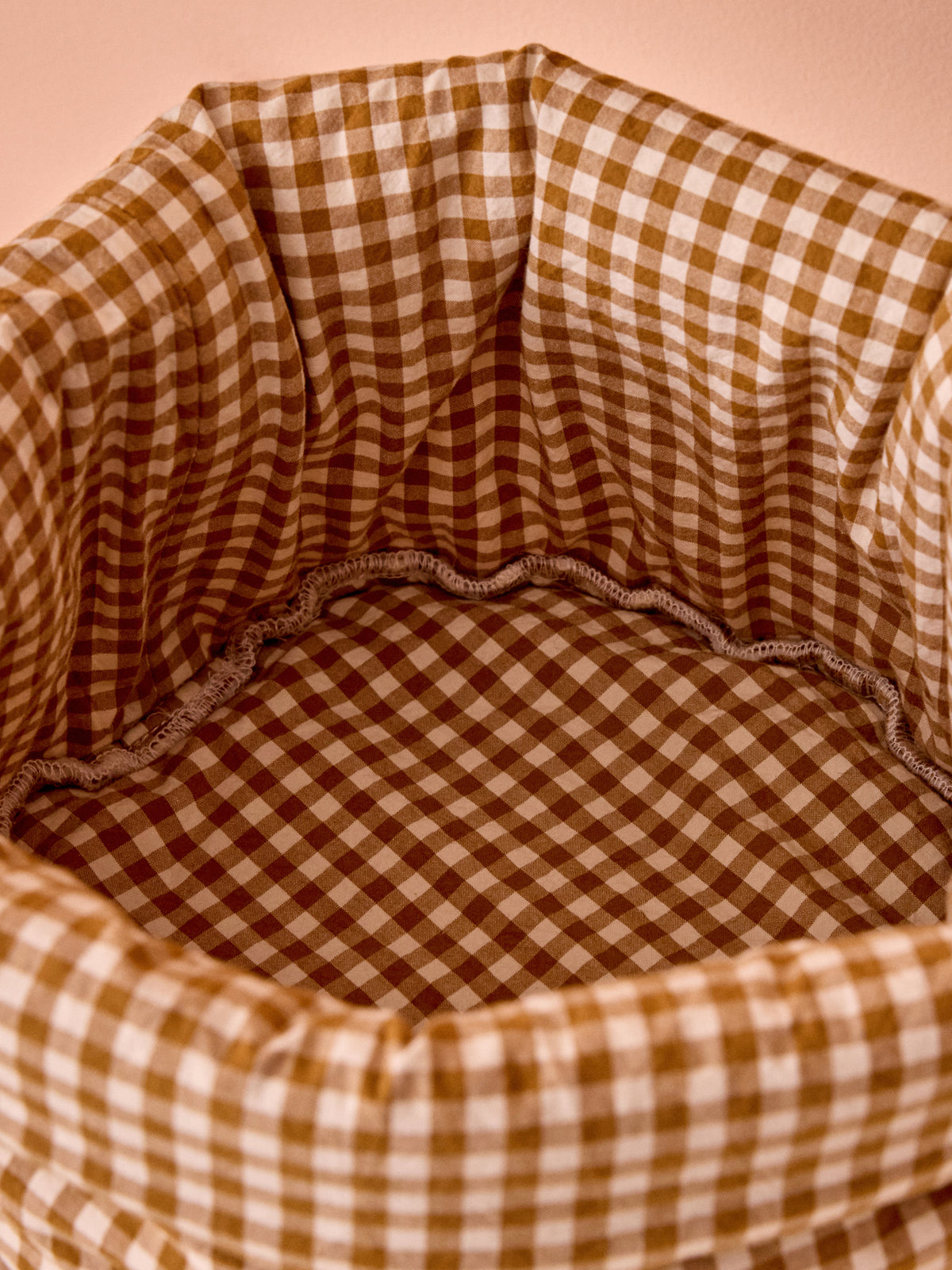 Quilted gingham-check pouch