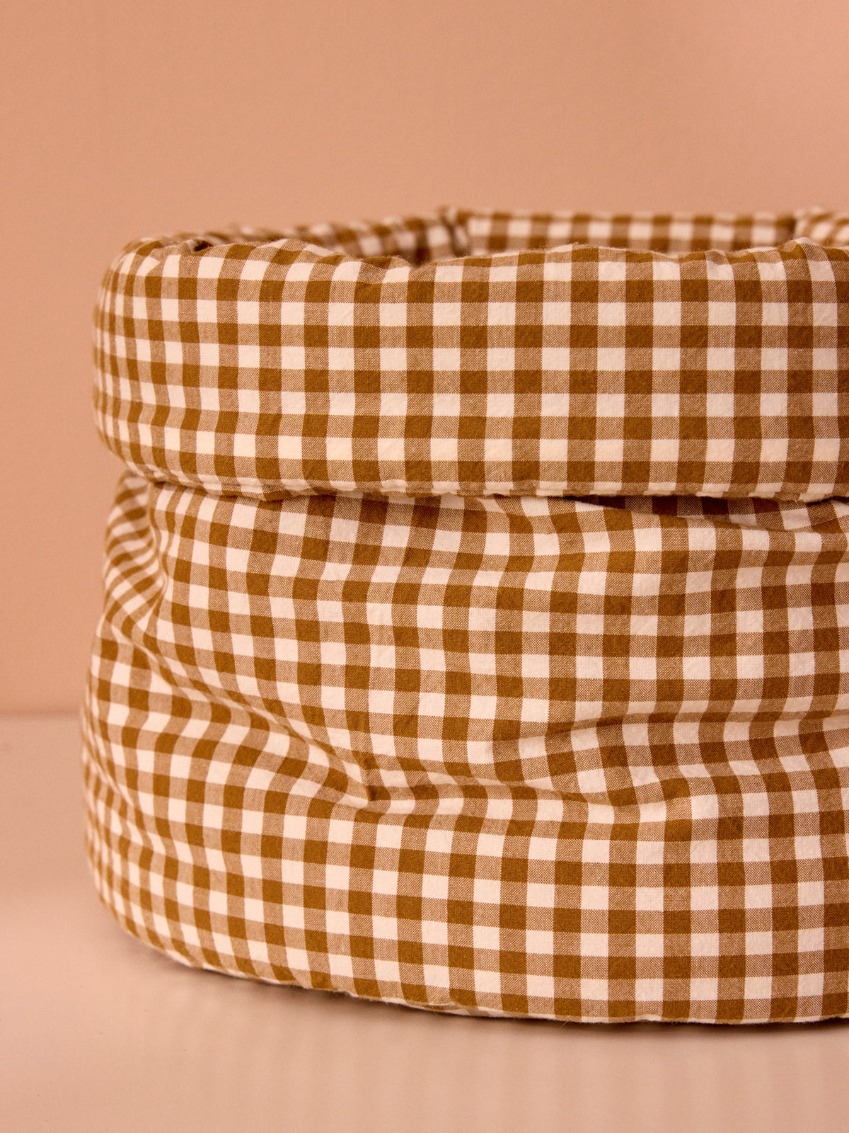 Quilted gingham-check pouch