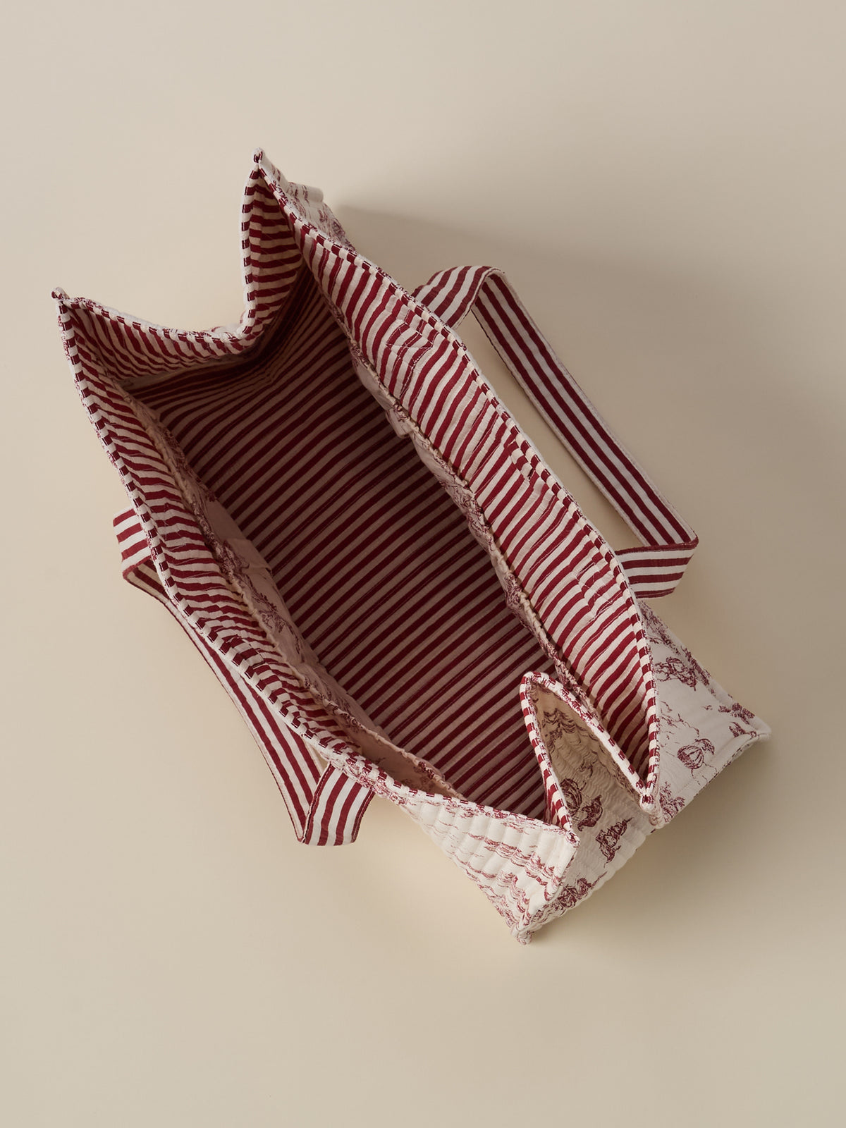 Sac cabas matelassé esprit toile de Jouy