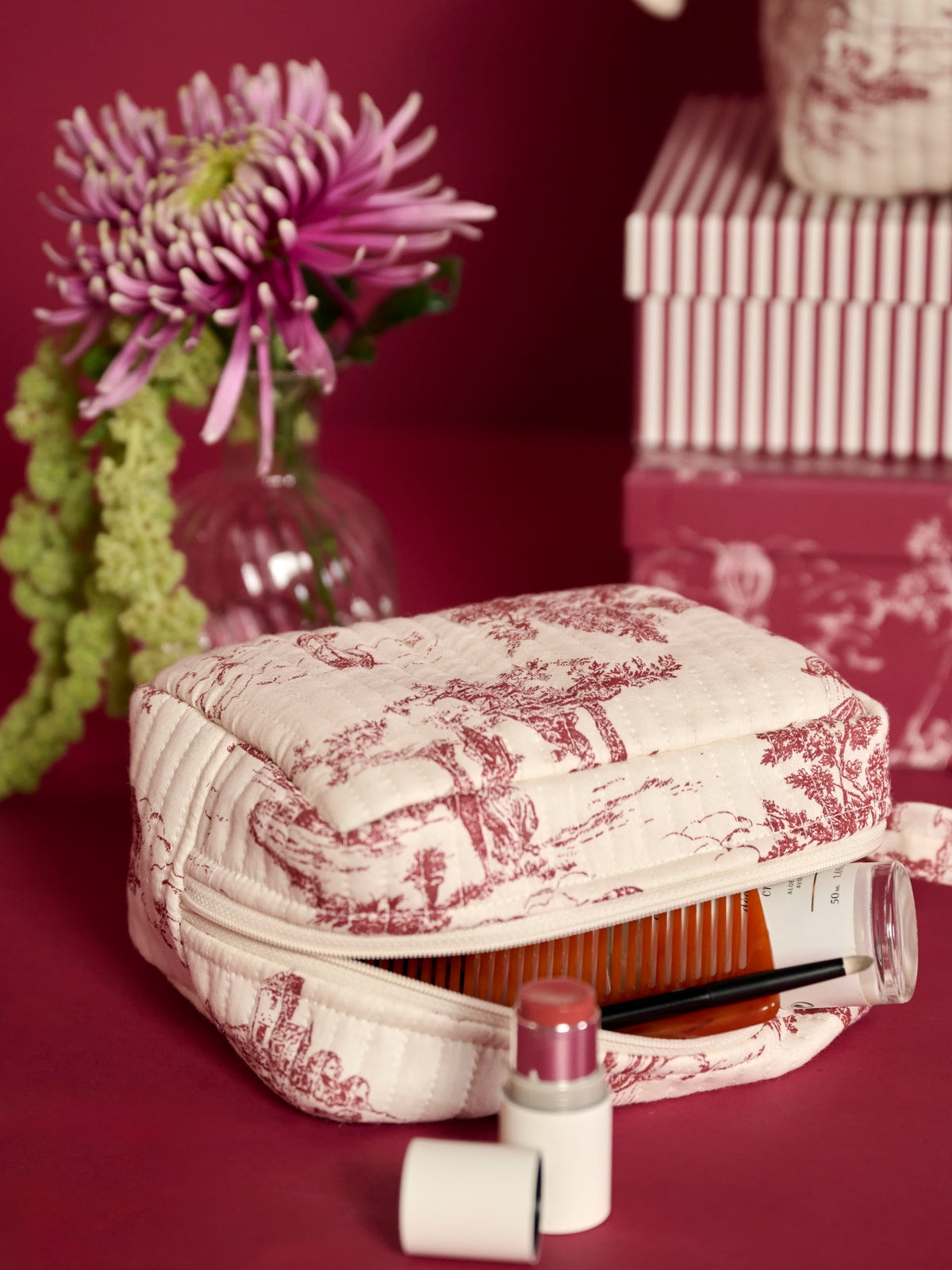 Trousse de toilette esprit toile de Jouy