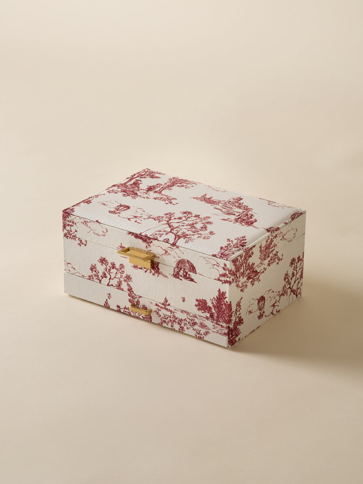 Boîte à bijoux XL esprit toile de Jouy