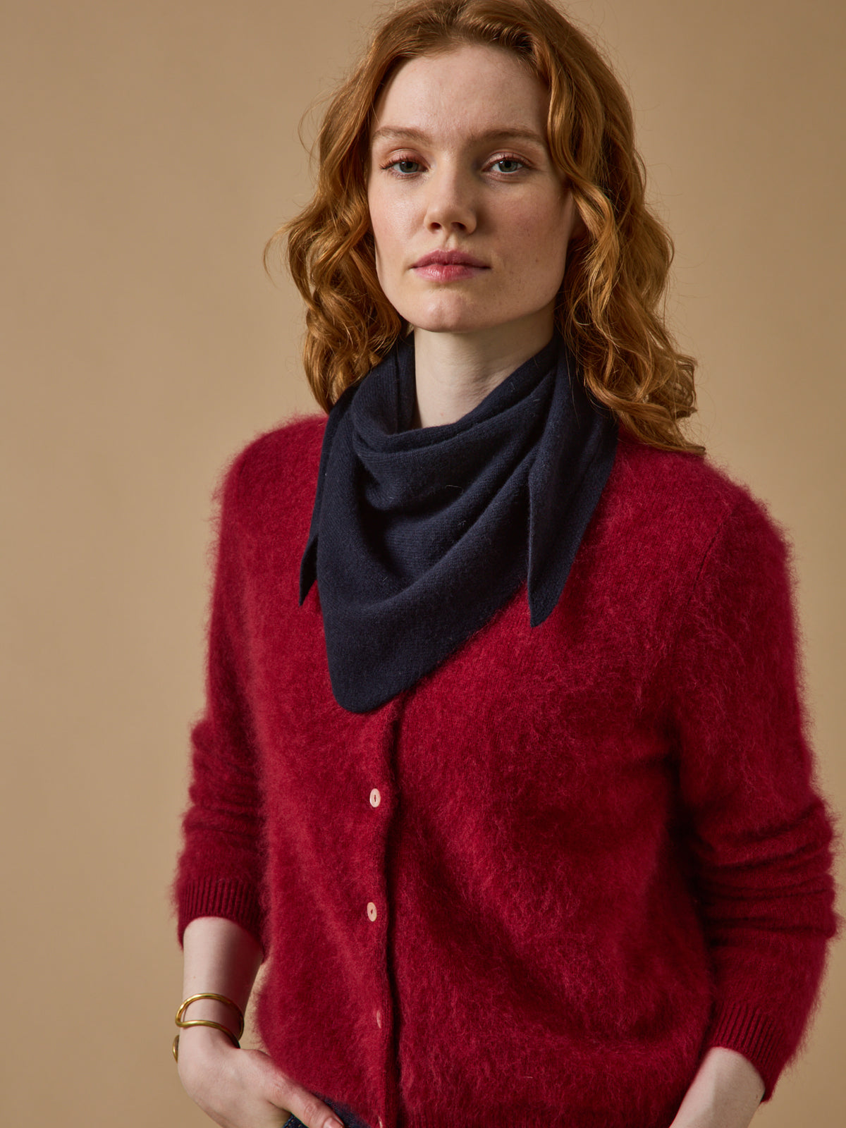 Adult solid color triangular shape wool scarf
