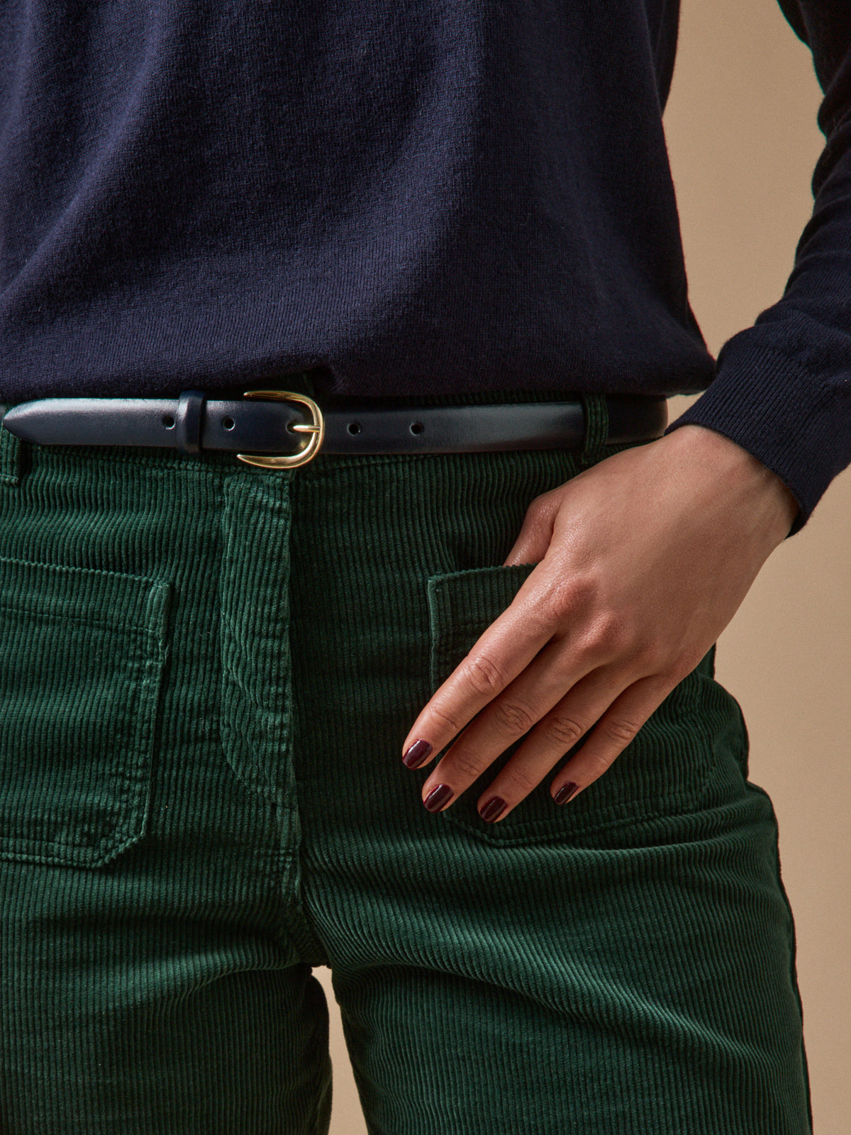 Women's narrow leather belt