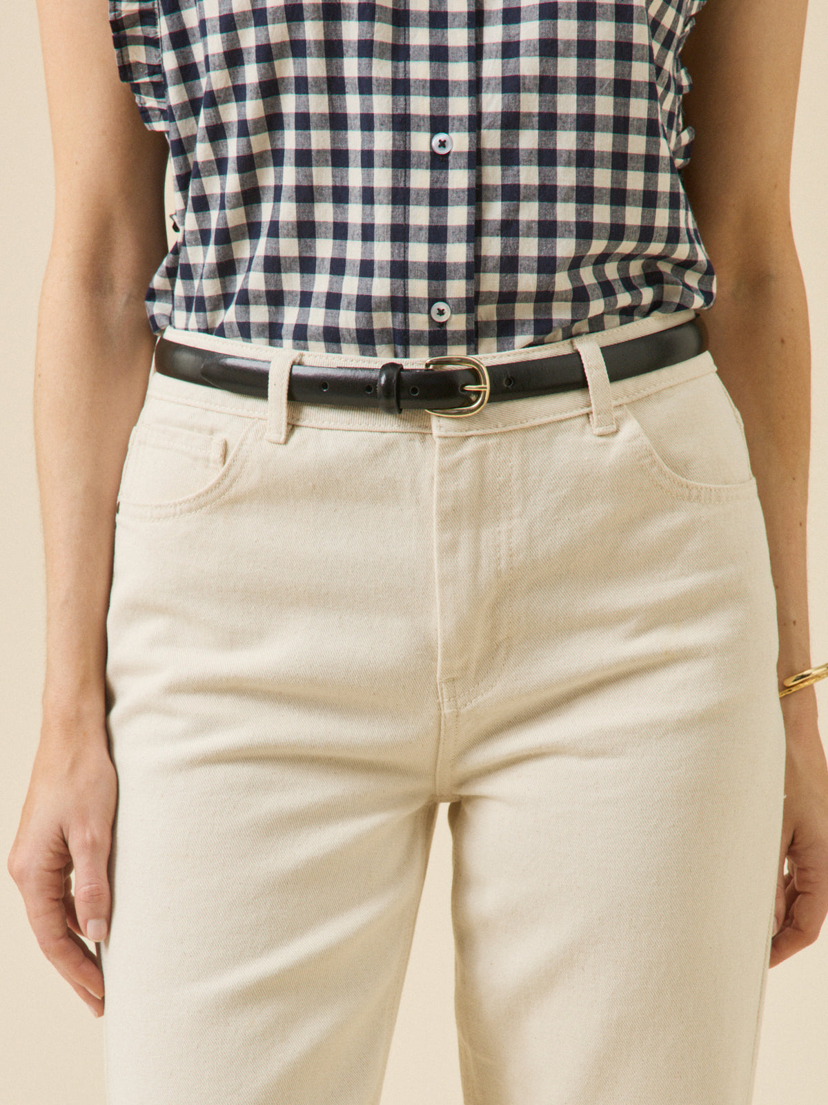 Women's narrow leather belt