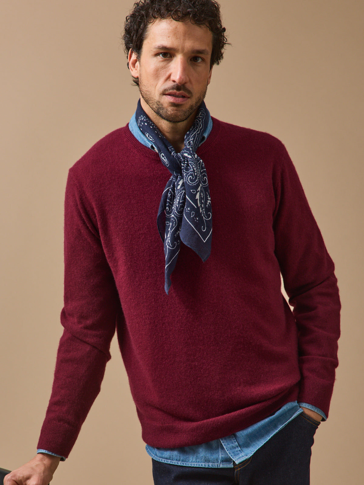Printed wool bandana for him and for her