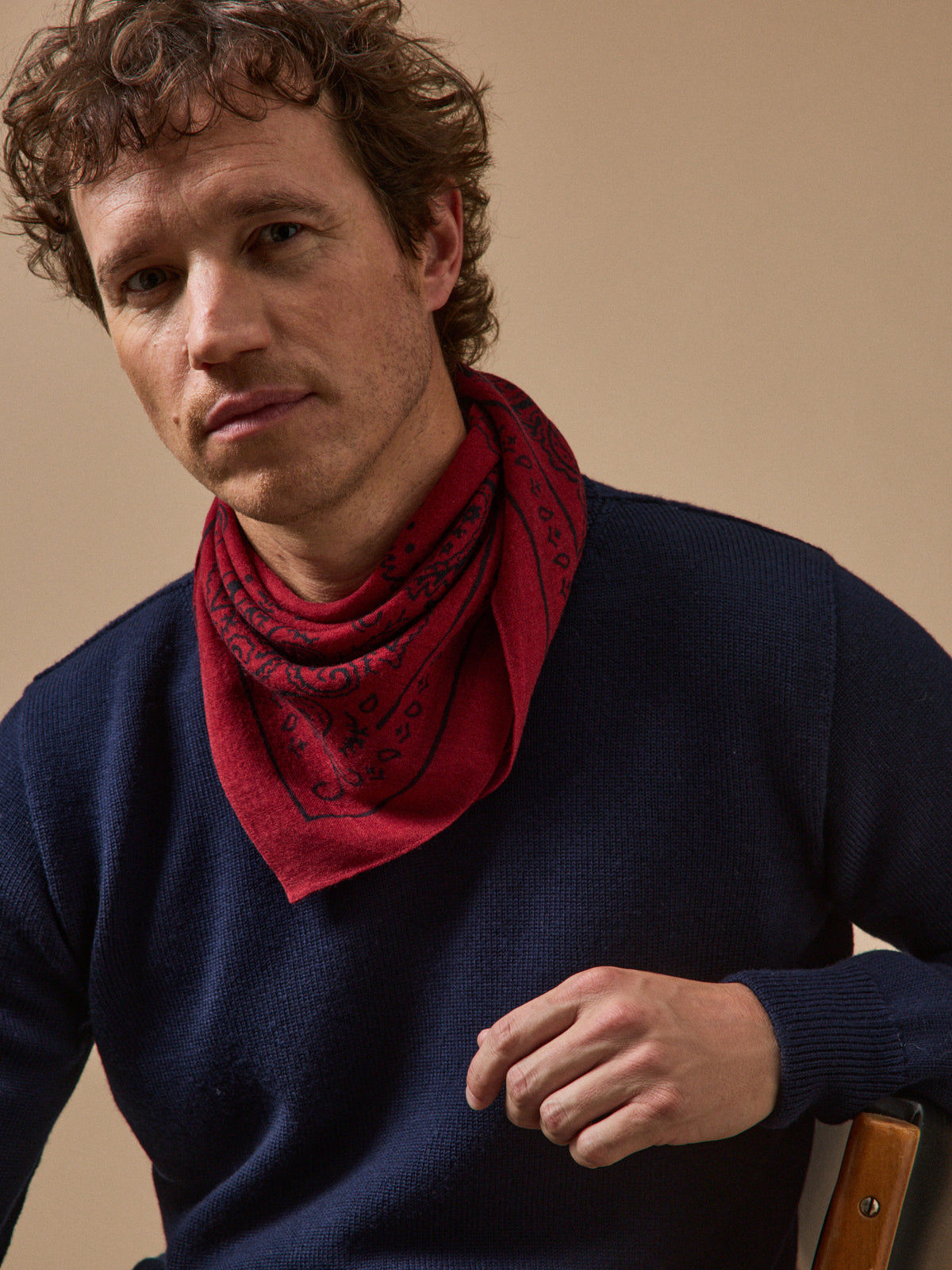 Printed wool bandana for him and for her