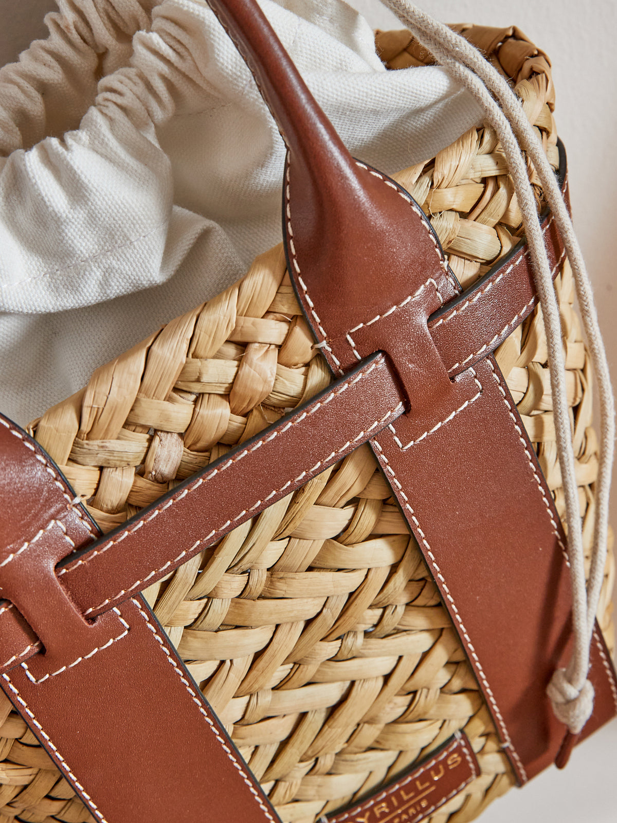 Sac cabas paille et cuir - Collection Maroquinerie Cyrillus