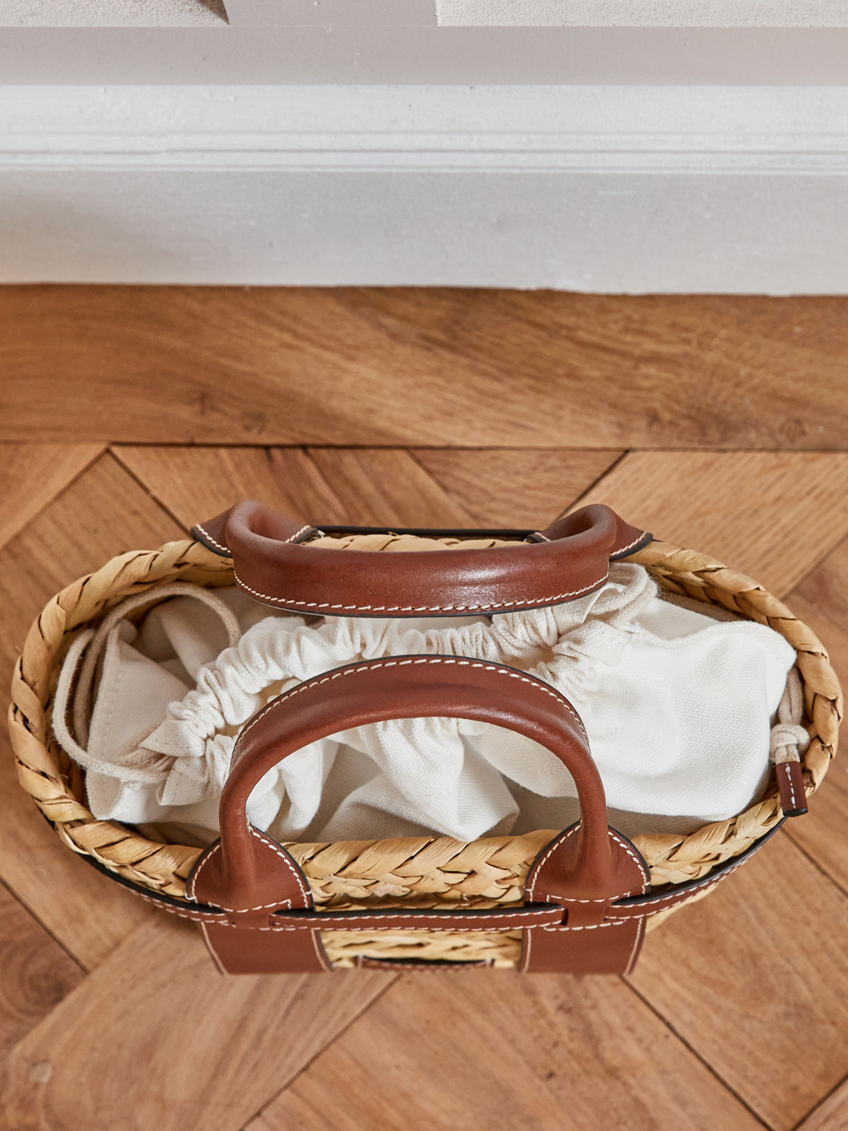 Sac cabas paille et cuir - Collection Maroquinerie Cyrillus