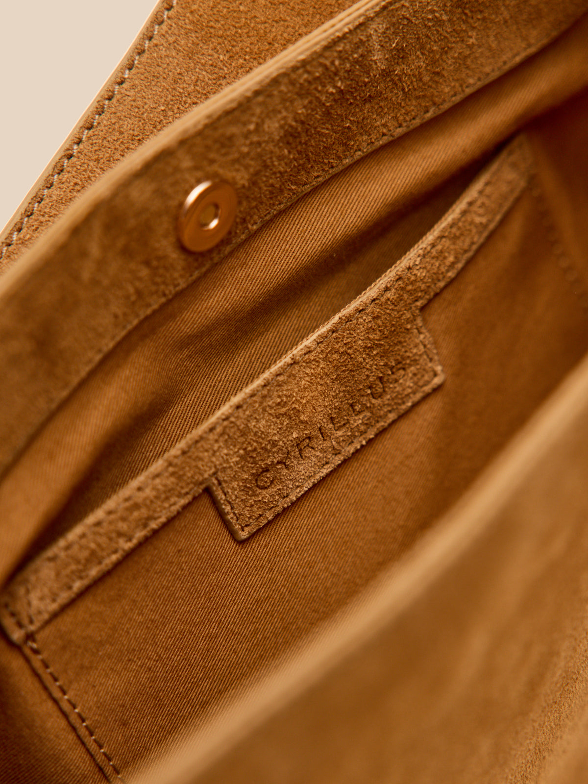 Women's suede leather messenger bag - Cyrillus Small Leather Goods Collection