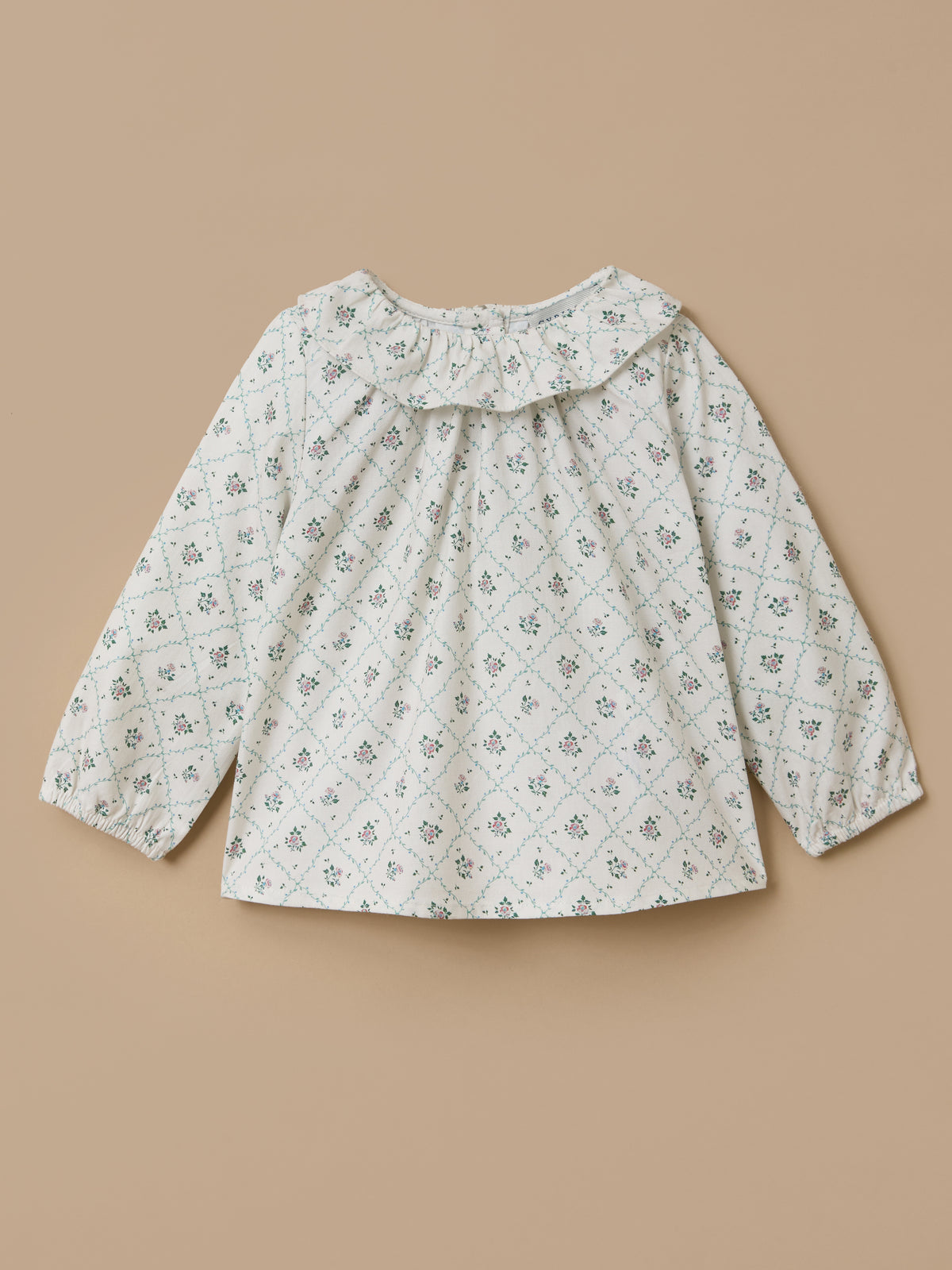 Printed blouse with ruffled collar, baby