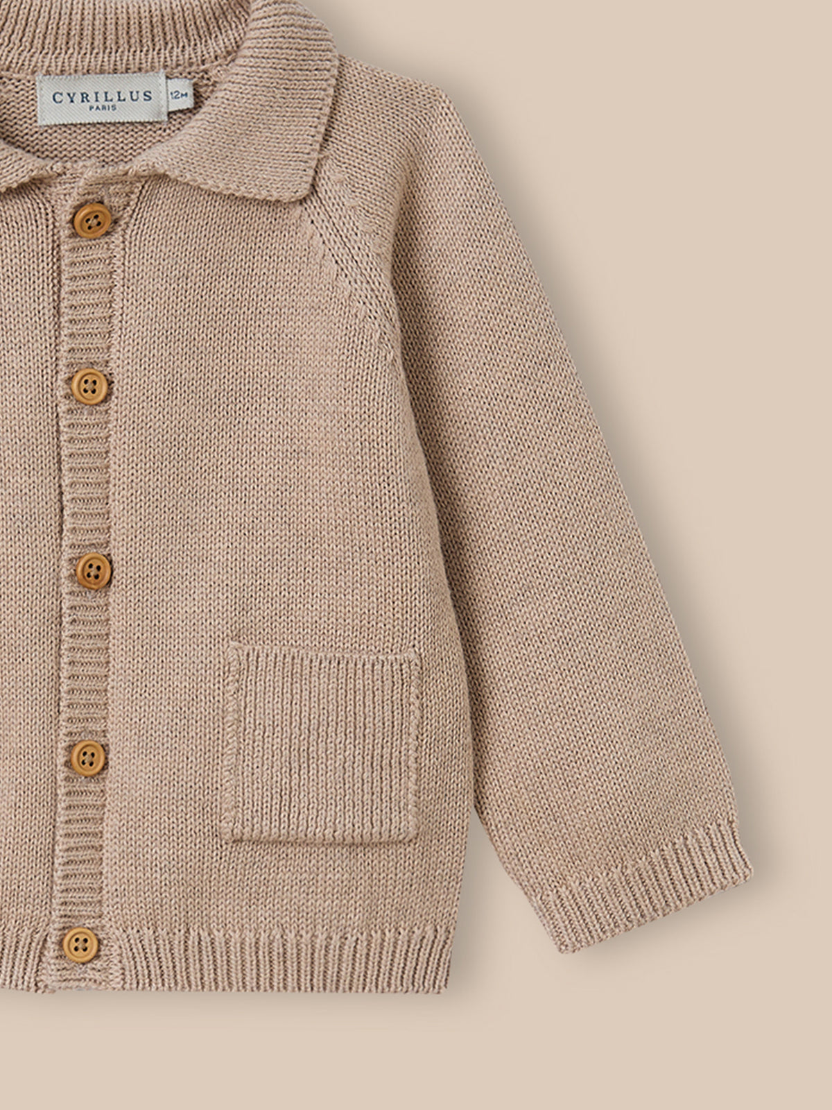 Baby's cardigan with polo shirt collar