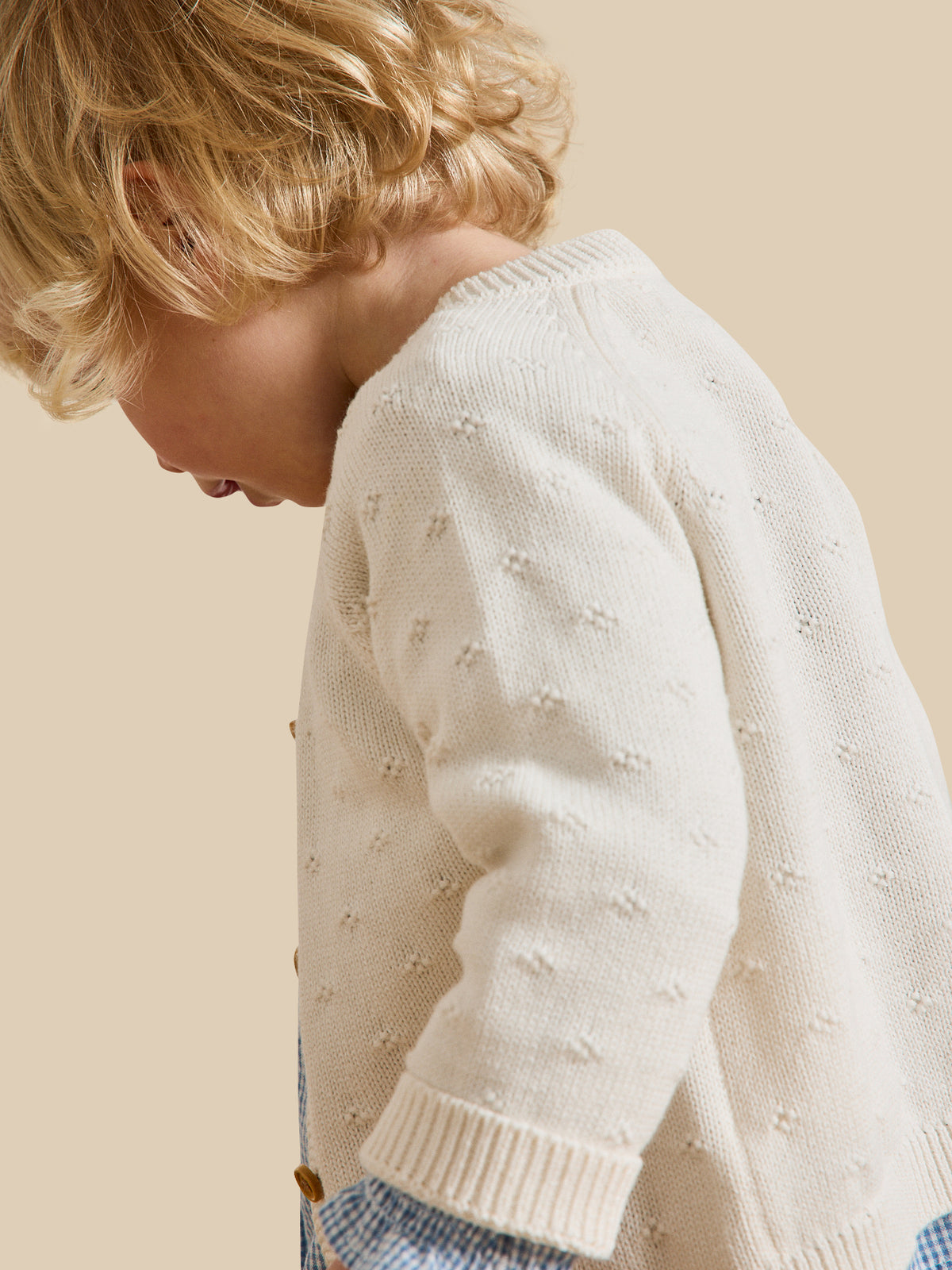 Baby's organic cotton openwork knit cardigan