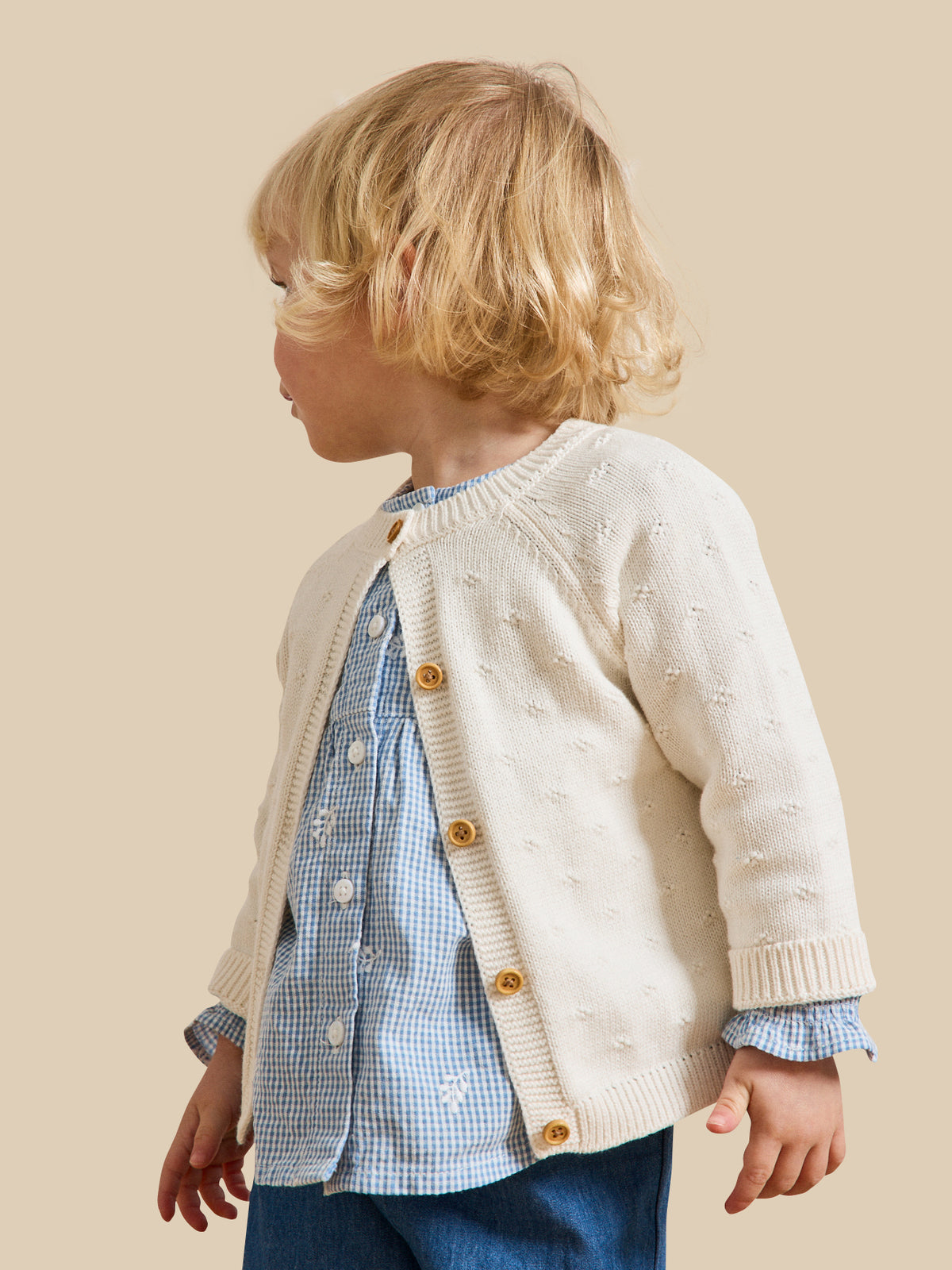 Cardigan maille ajourée bébé - Coton biologique