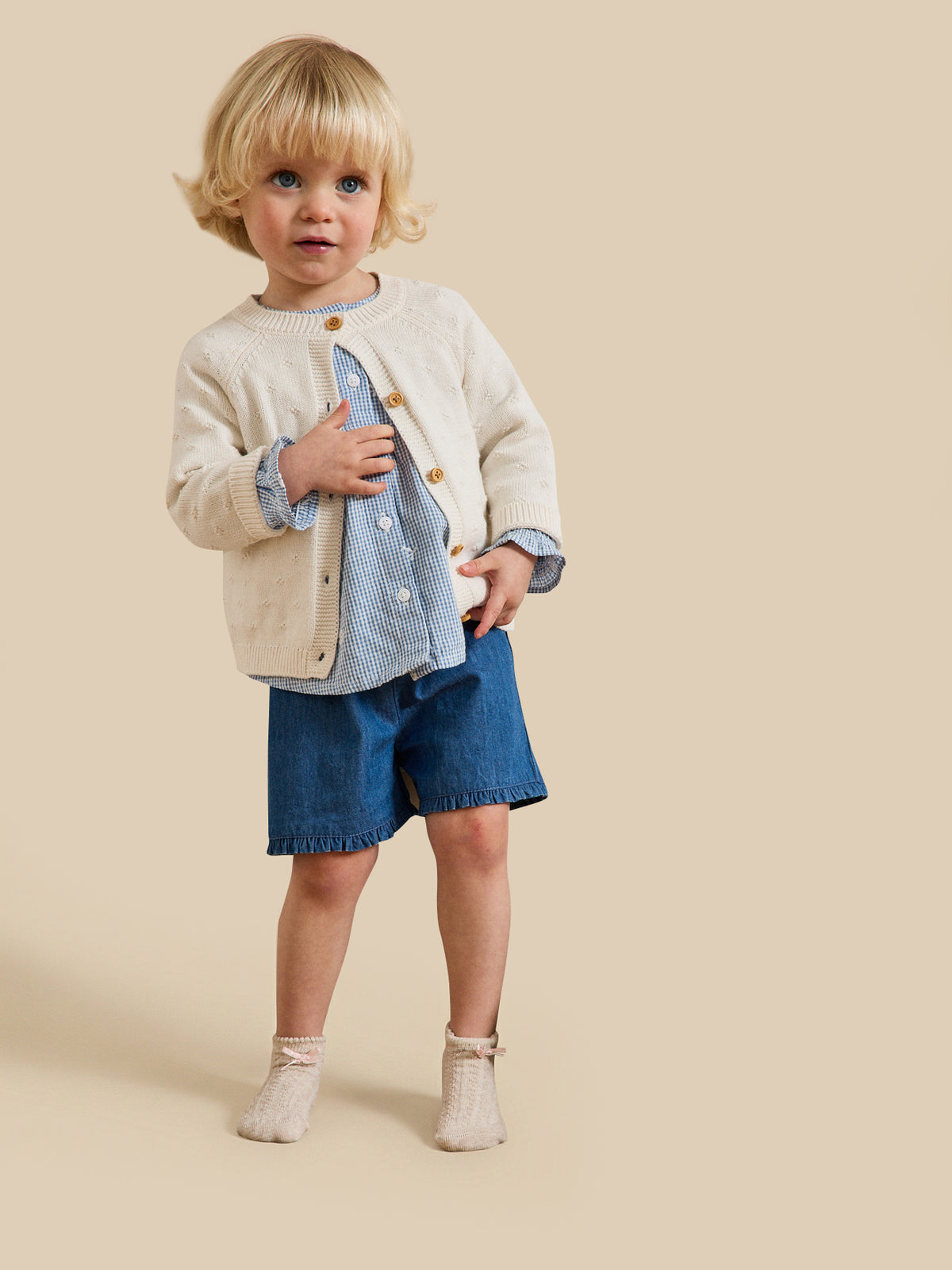 Baby's organic cotton openwork knit cardigan