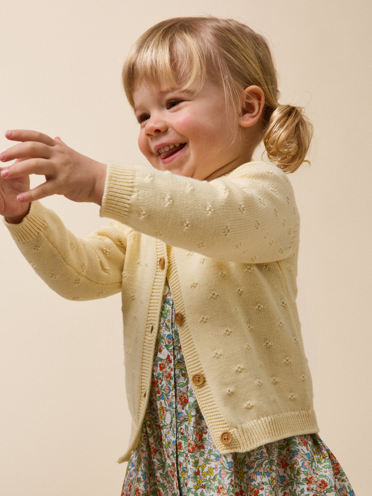 Baby's organic cotton openwork knit cardigan