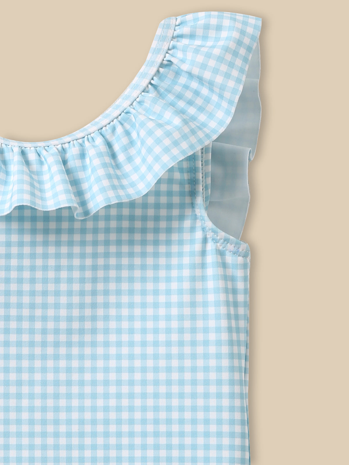 Baby gingham check 1-piece swimming costume