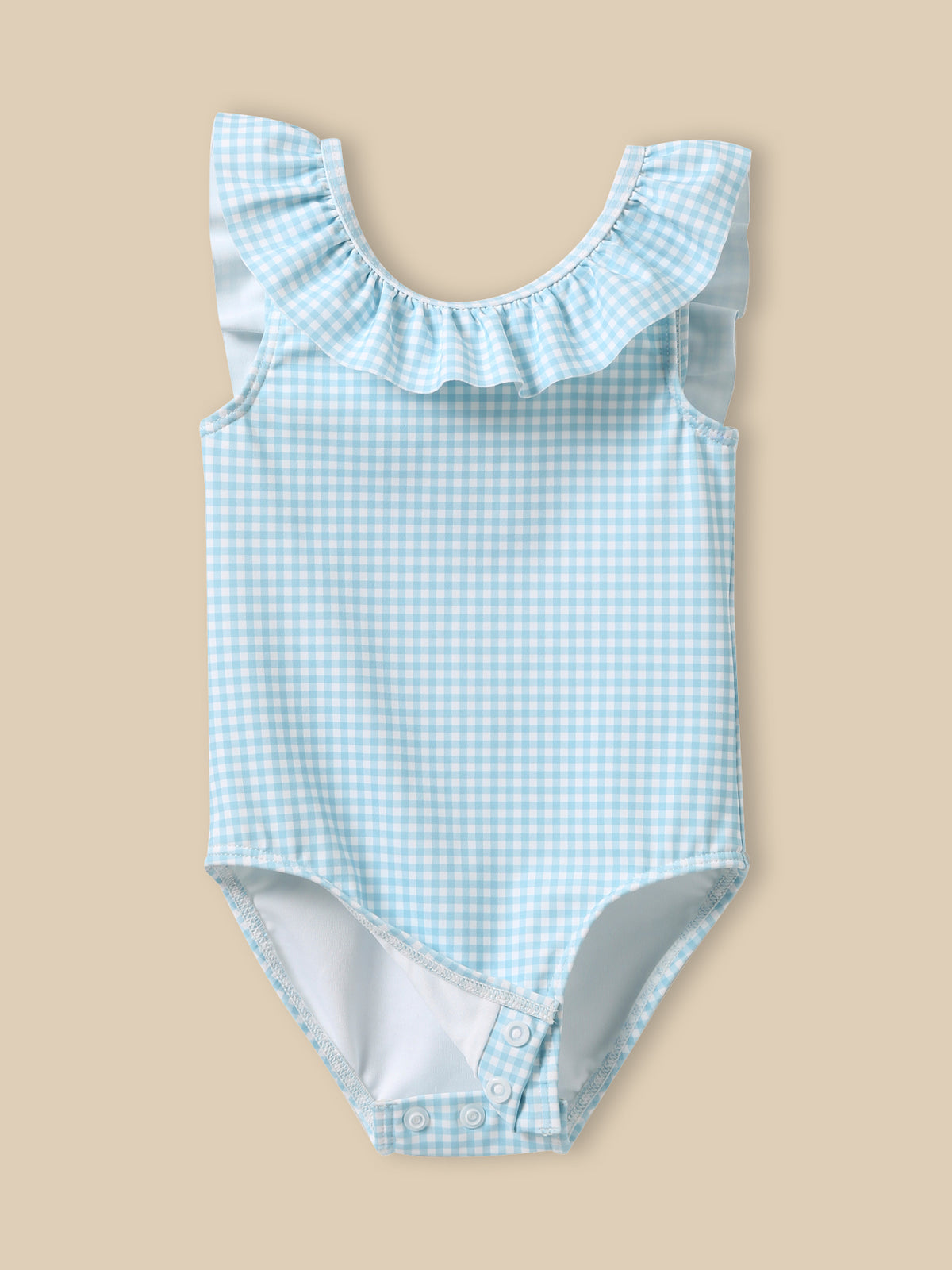 Baby gingham check 1-piece swimming costume