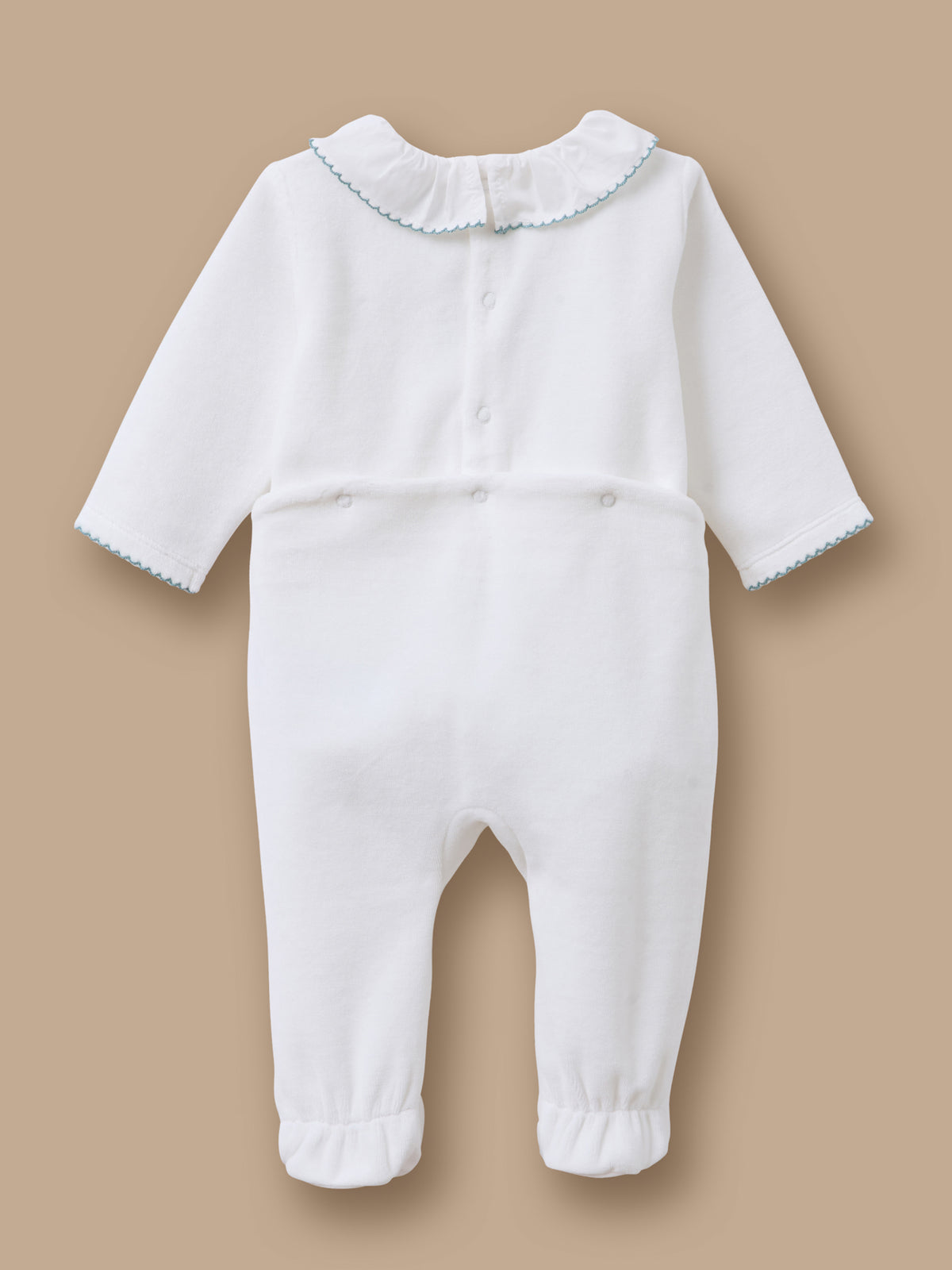 Embroidered velvet sleepsuit for baby