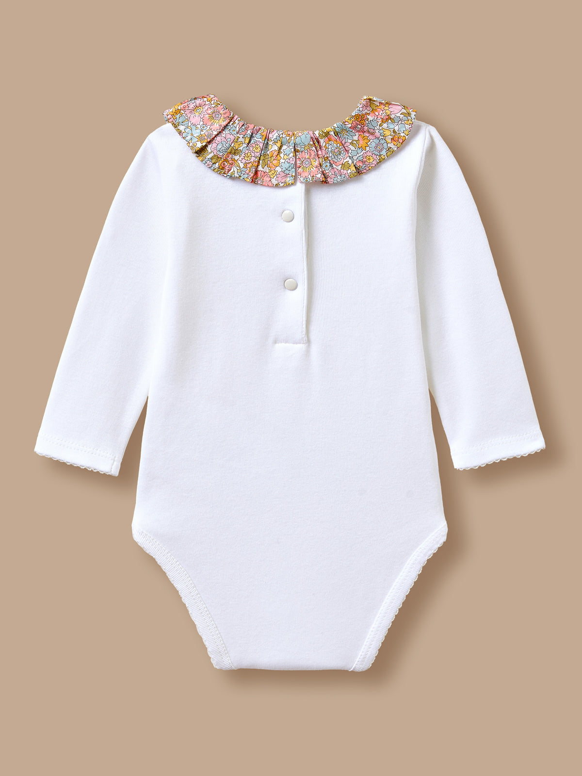 Organic Cotton Bodysuit with Liberty Fabric Collar for Baby