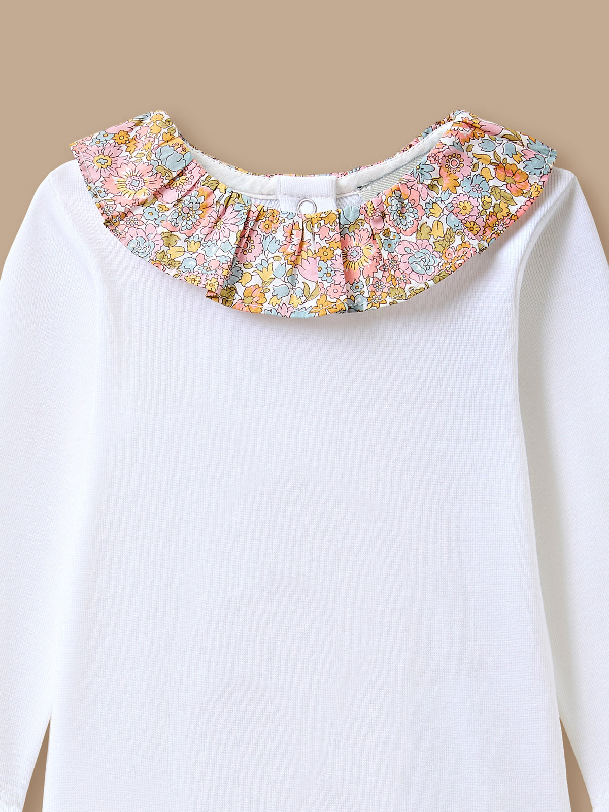 Organic Cotton Bodysuit with Liberty Fabric Collar for Baby