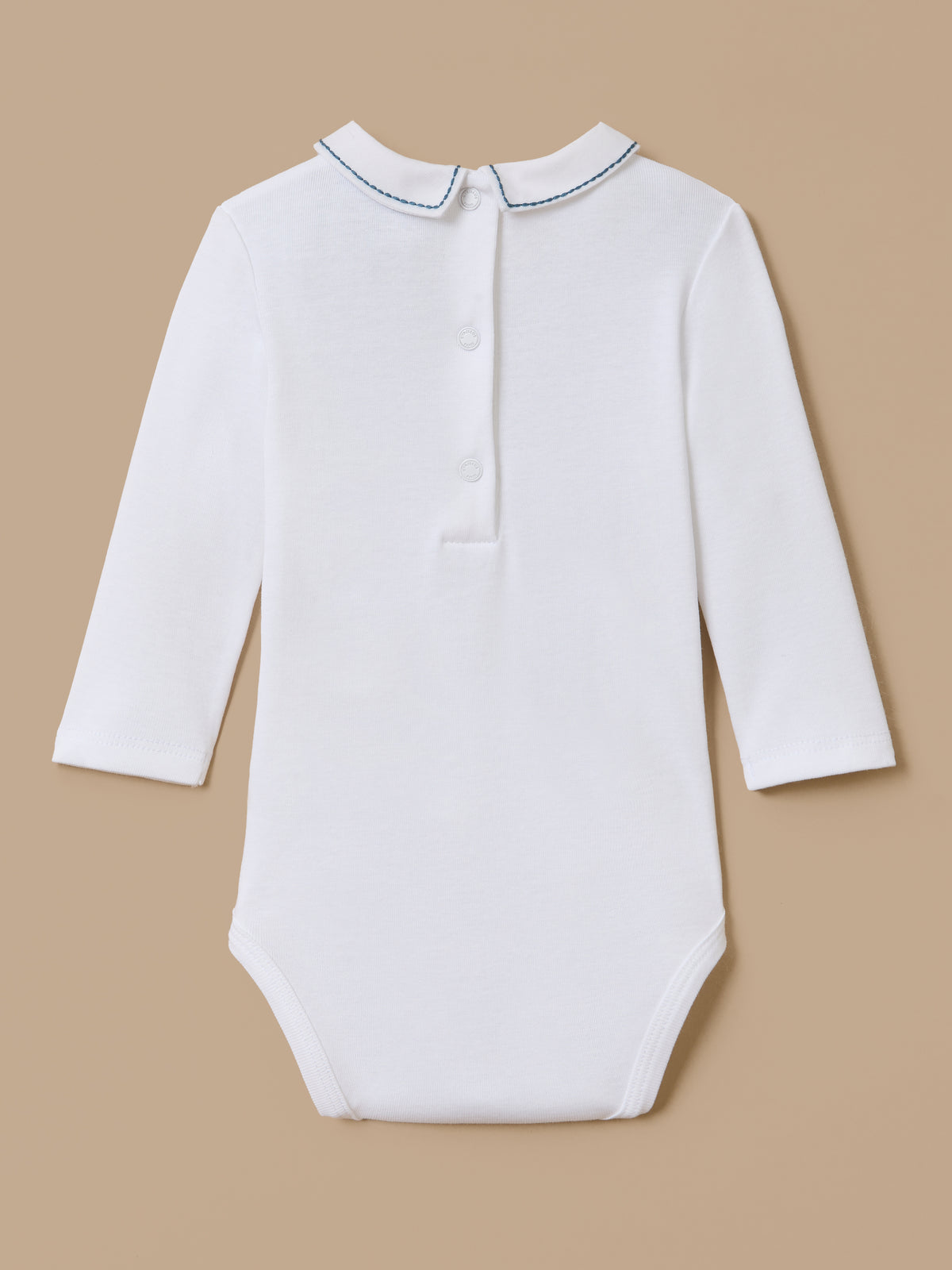 Embroidered Straight Collar Organic Cotton Baby Bodysuit