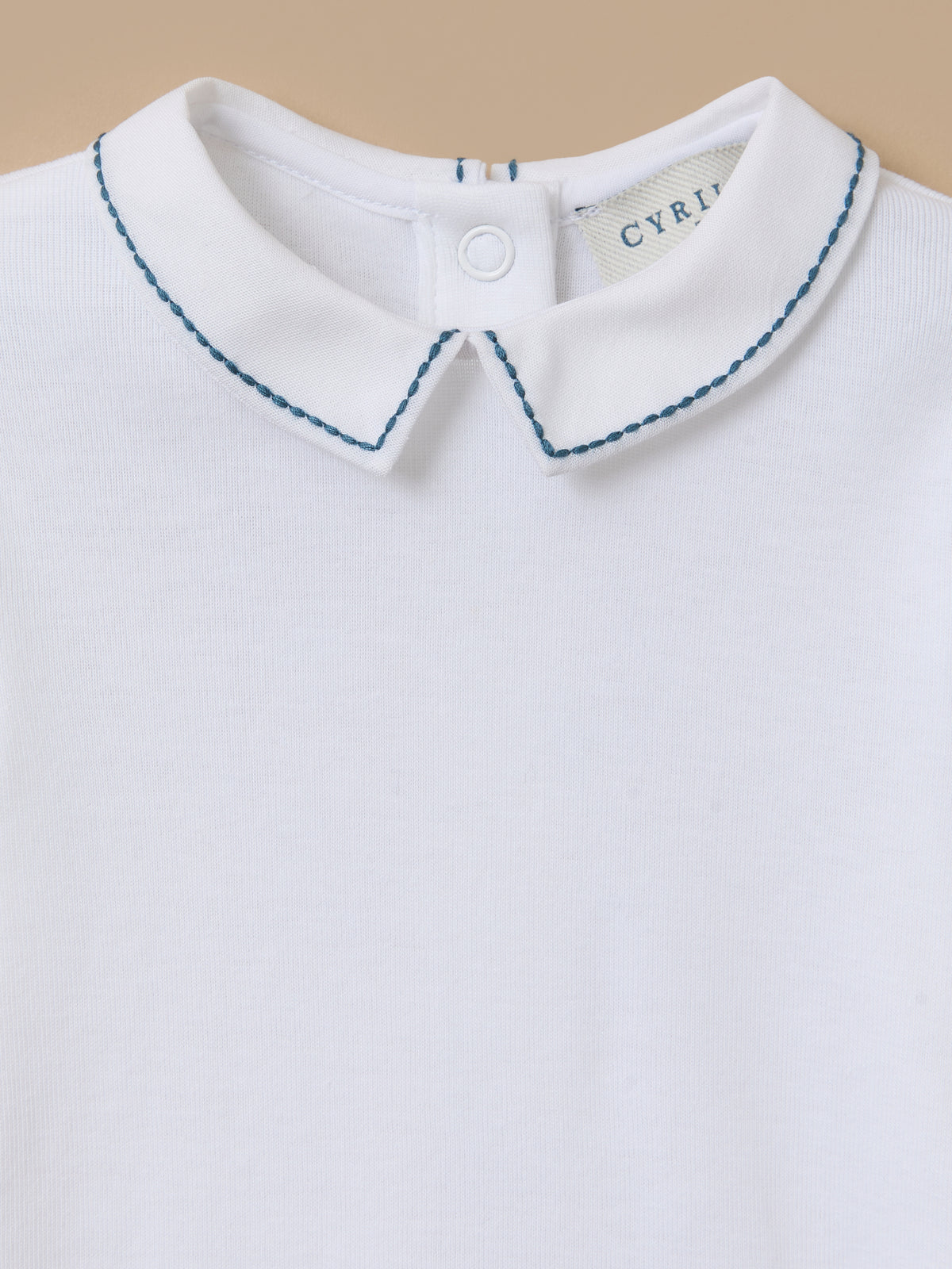 Embroidered Straight Collar Organic Cotton Baby Bodysuit
