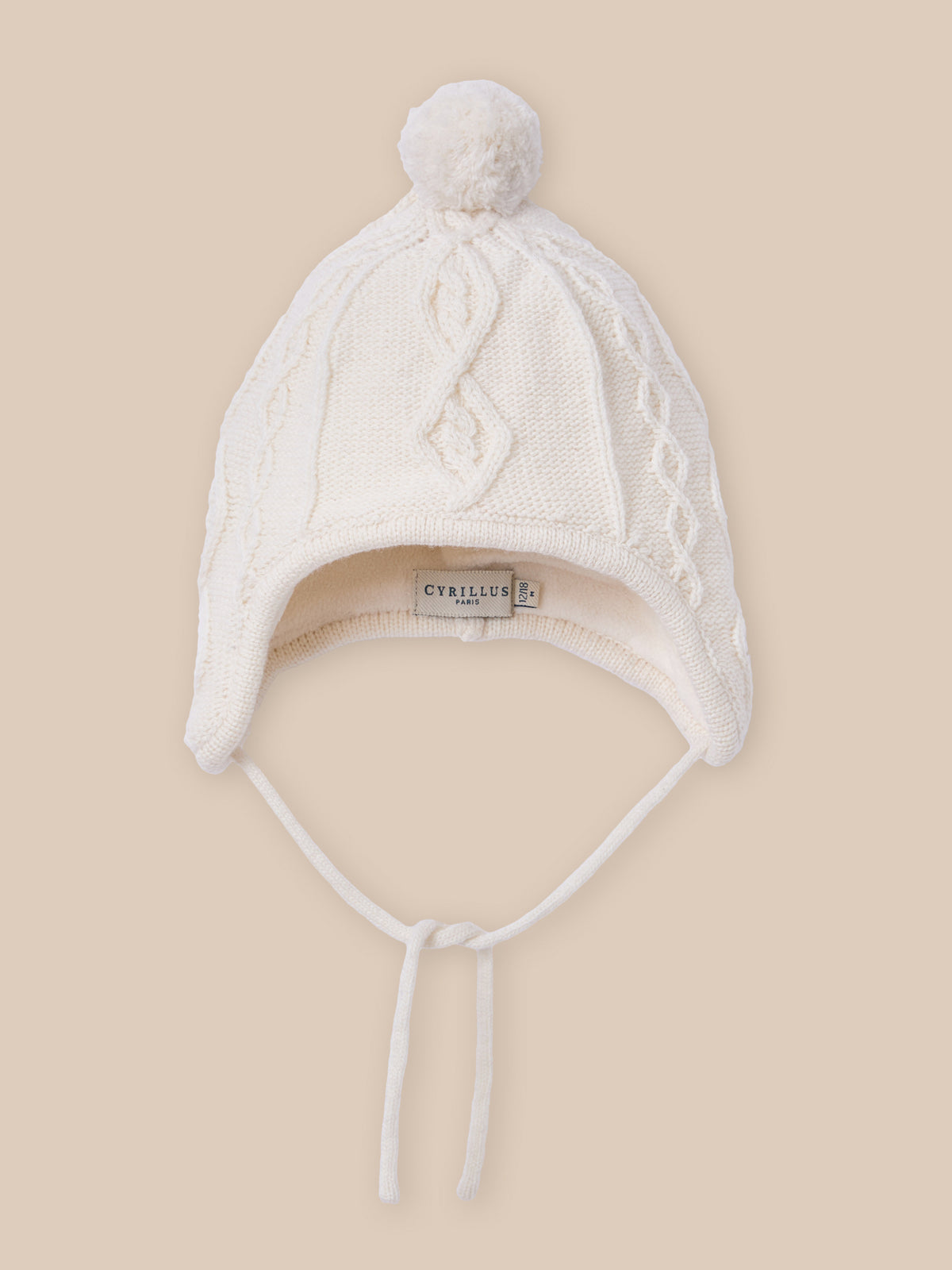 Baby's Peruvian-style wool beanie with fleece lining