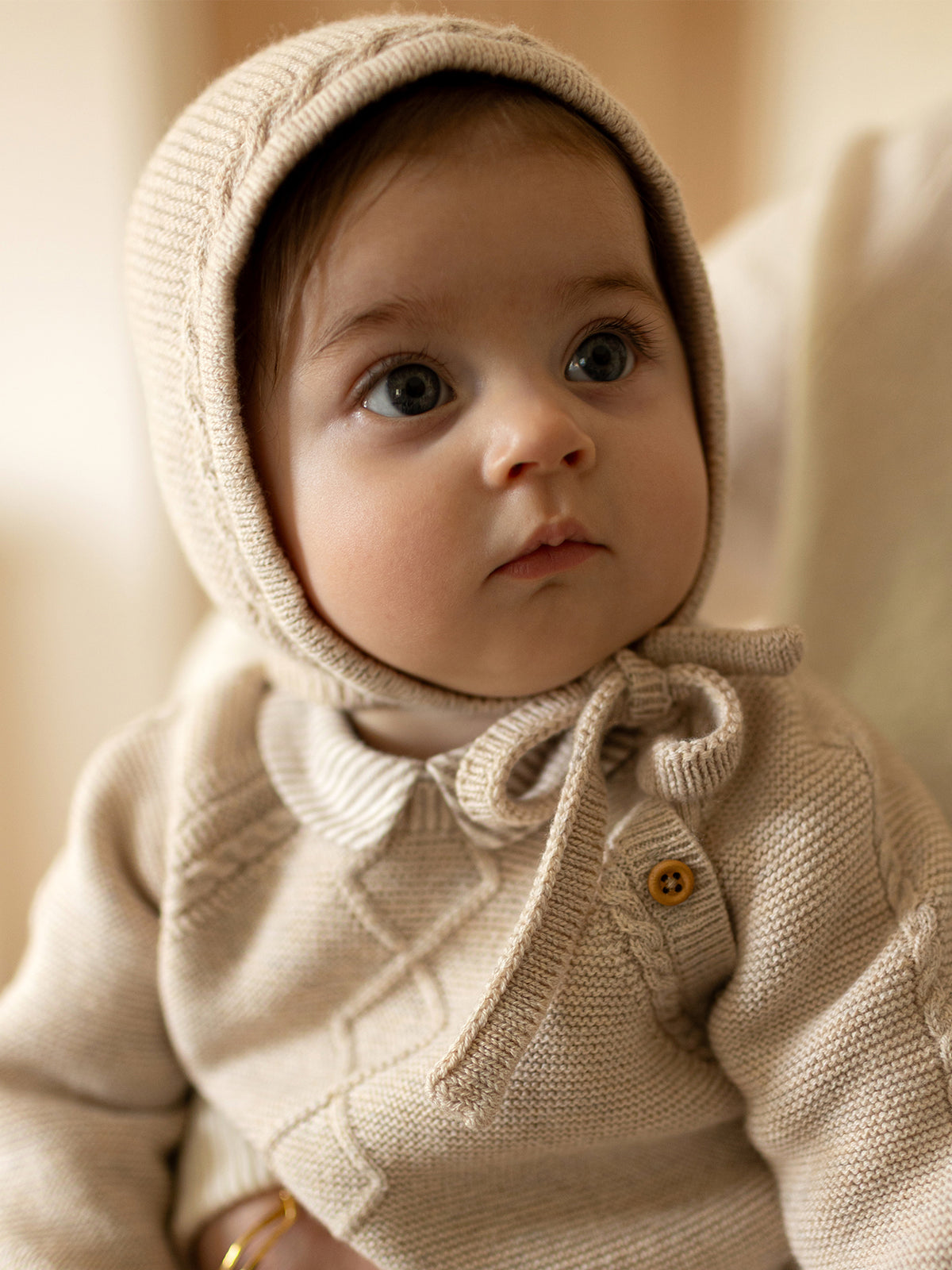 Baby wool and cotton bonnet