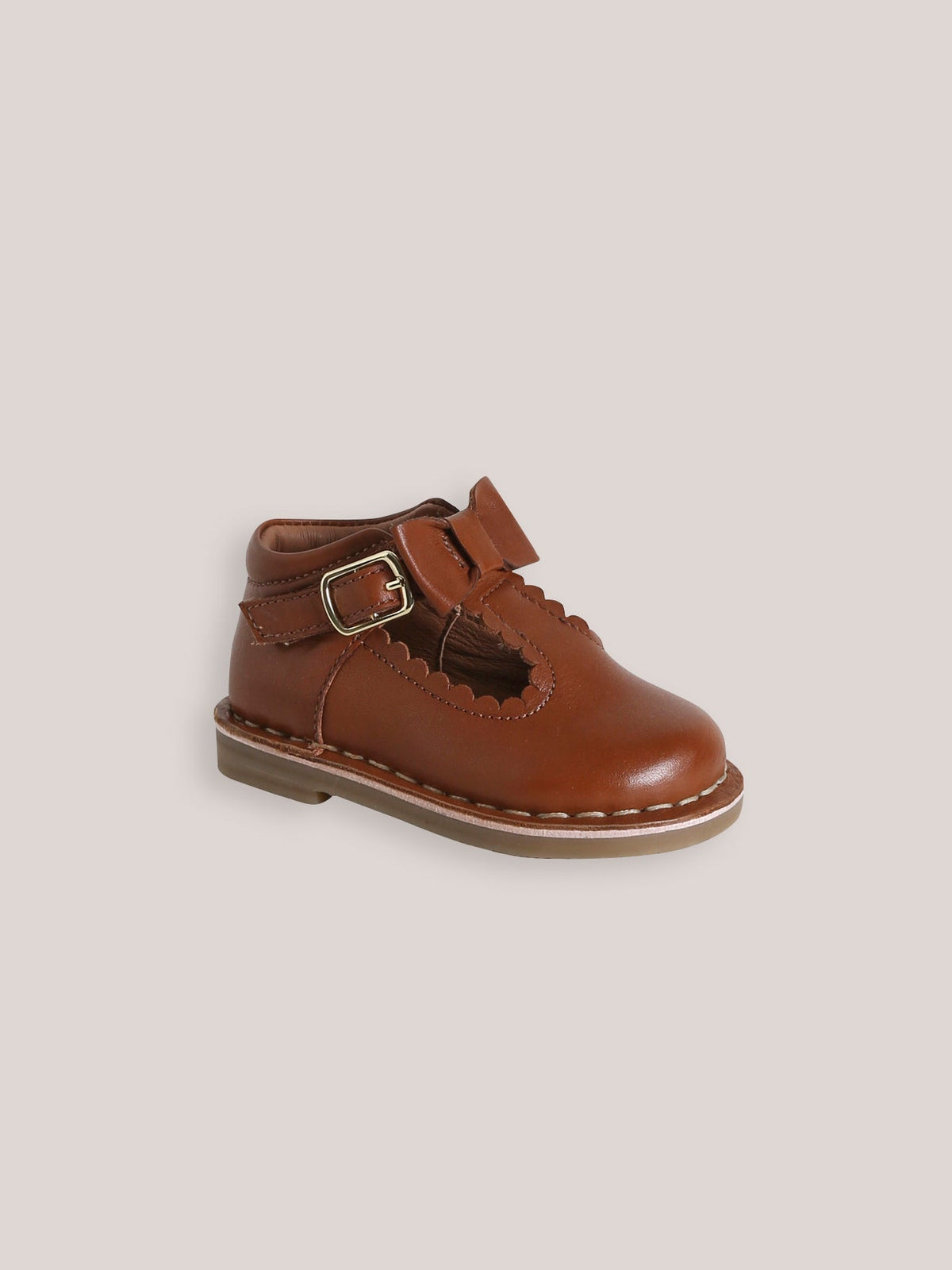 Baby's leather T-strap shoes with bow