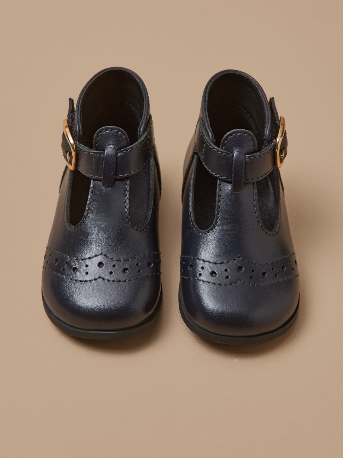 Baby's leather T-strap shoes