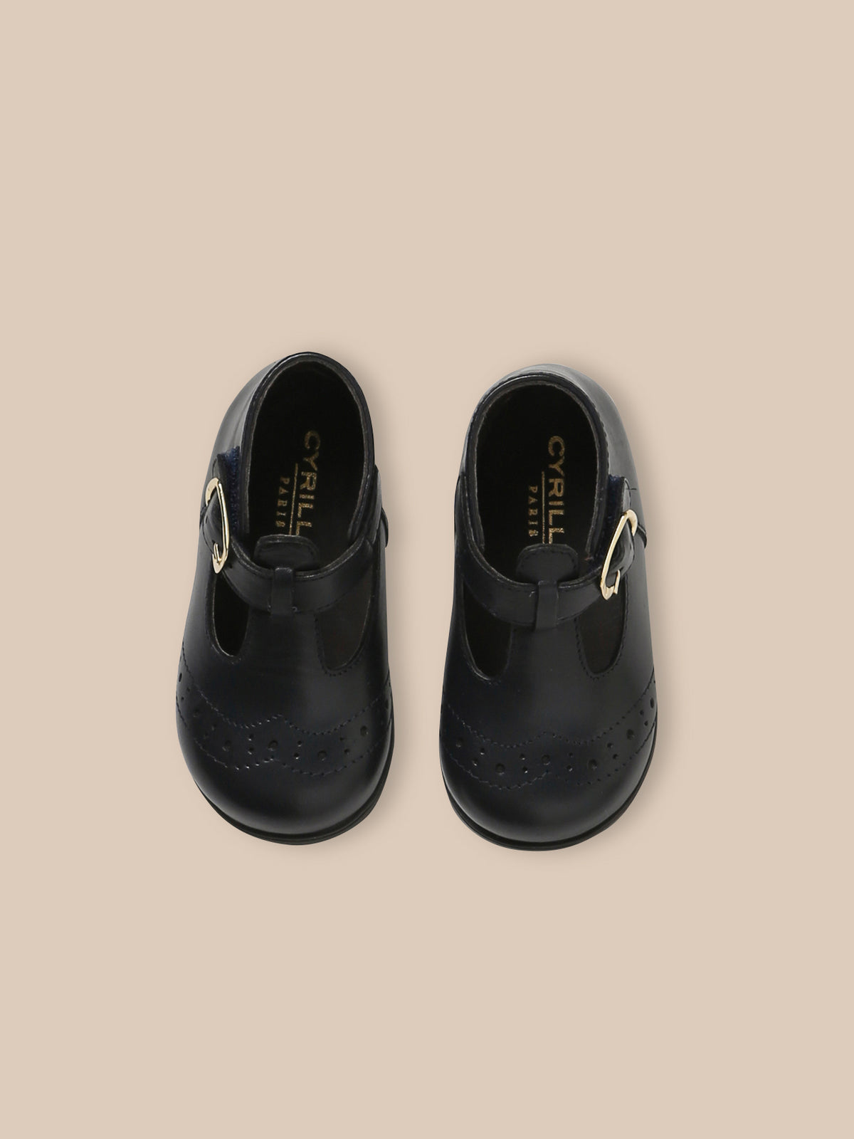 Baby's leather T-strap shoes