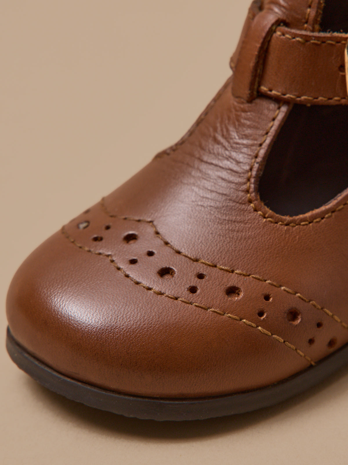 Baby's leather T-strap shoes