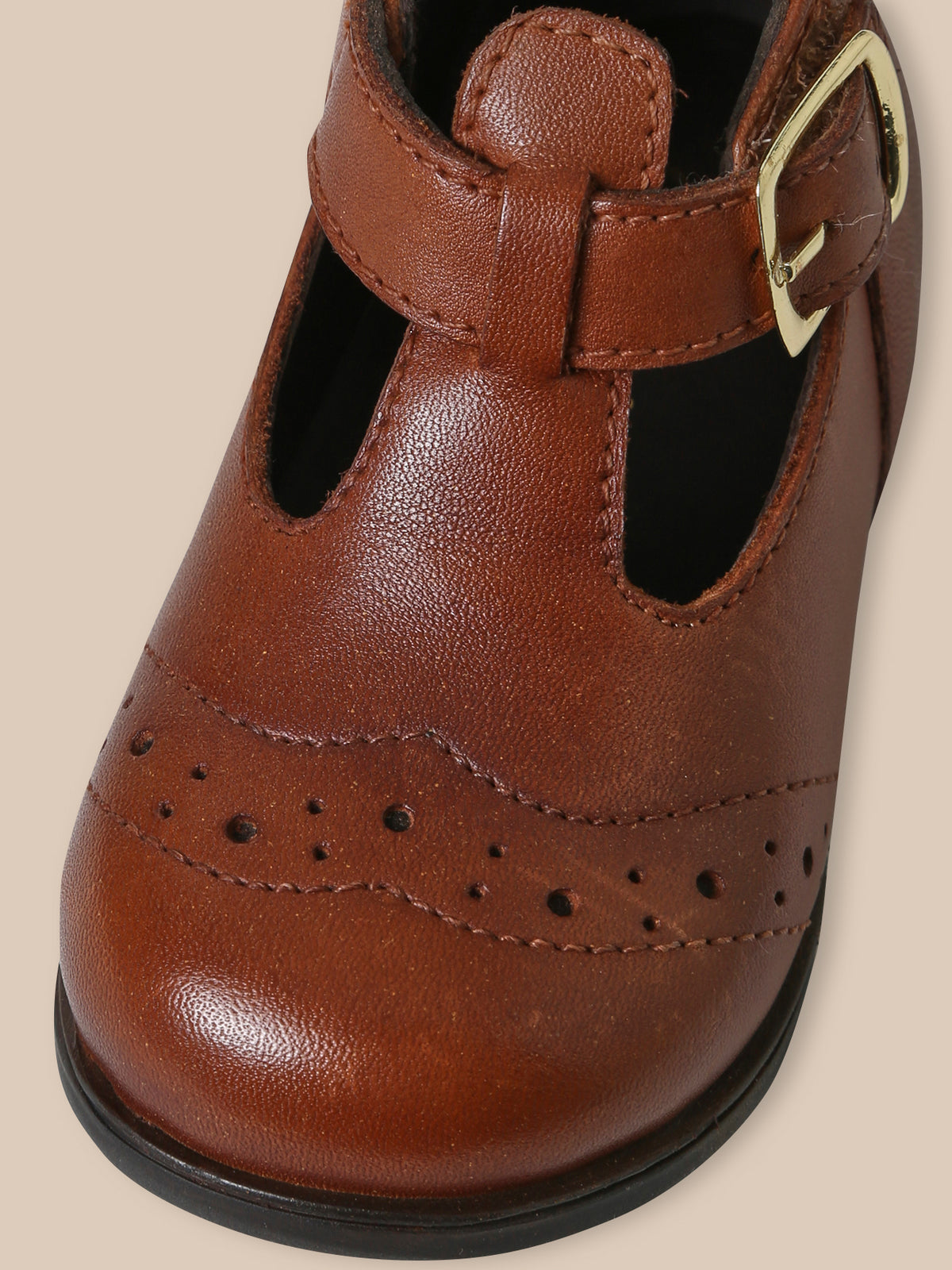 Baby's leather T-strap shoes