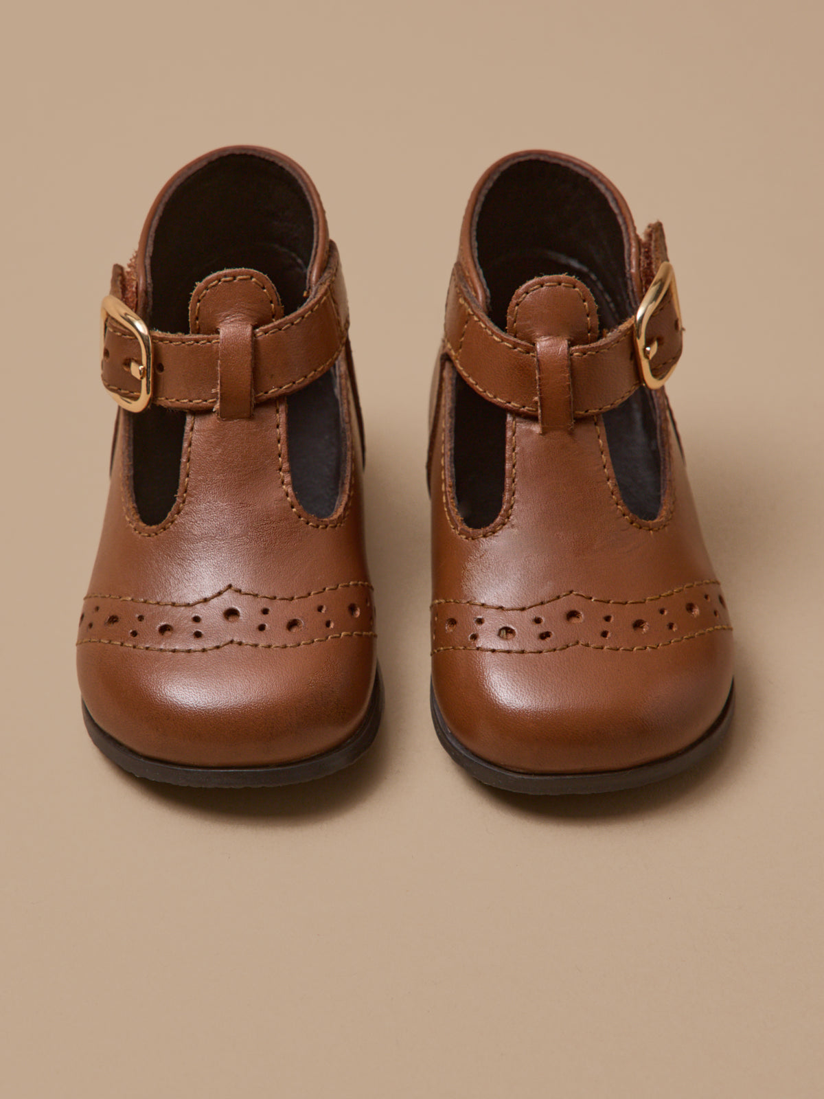 Baby's leather T-strap shoes