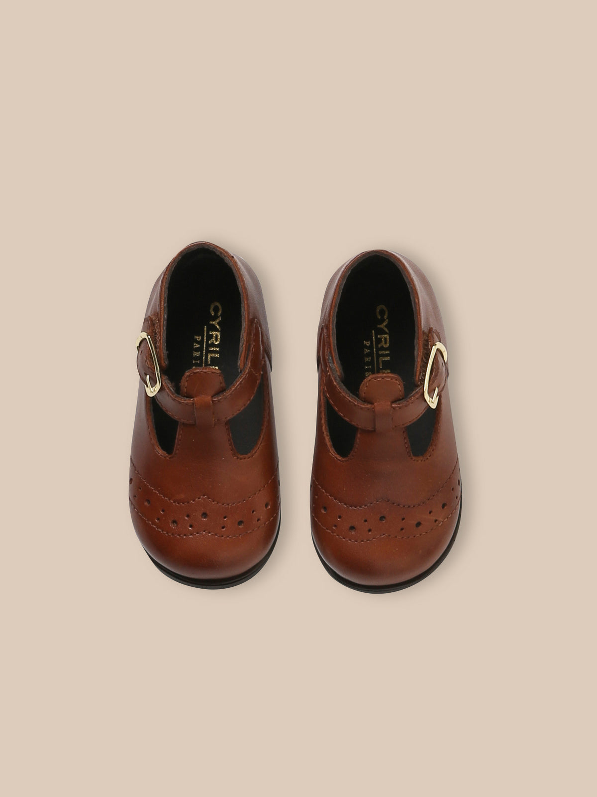 Baby's leather T-strap shoes