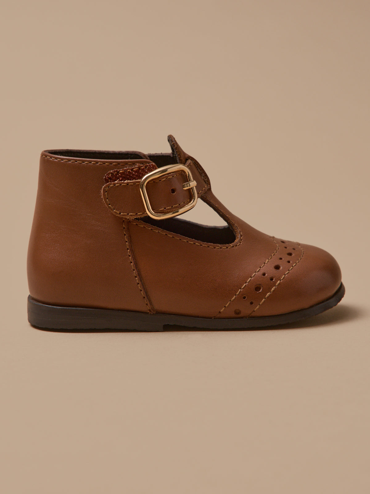 Baby's leather T-strap shoes
