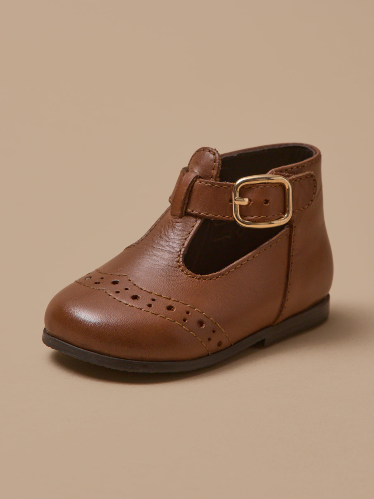 Baby's leather T-strap shoes