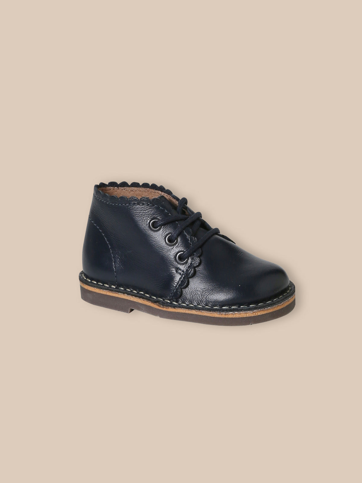 Baby's scalloped leather ankle boots