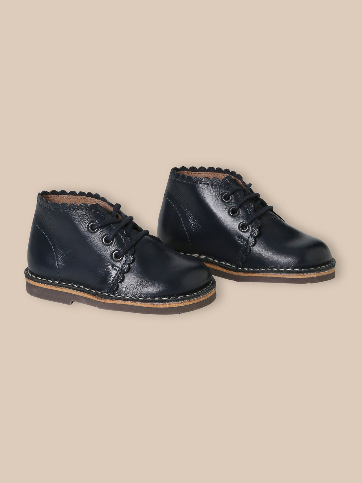 Baby's scalloped leather ankle boots