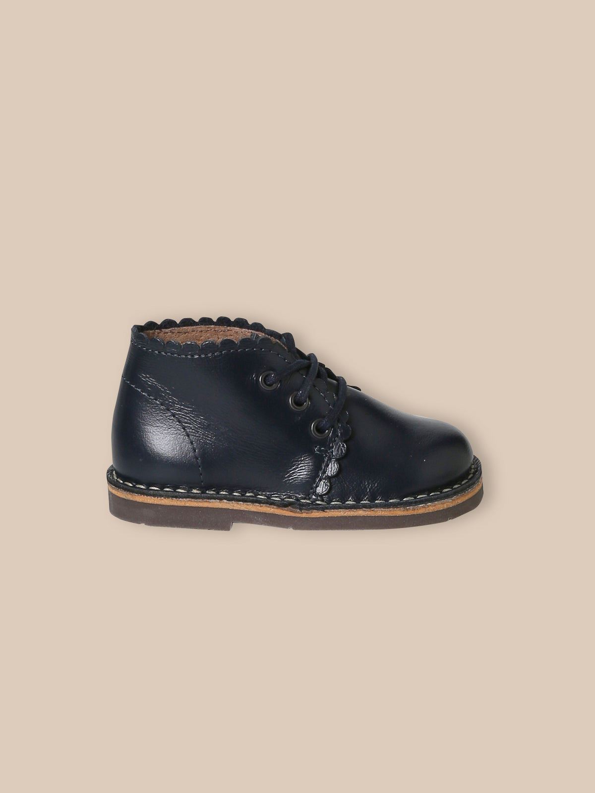 Baby's scalloped leather ankle boots